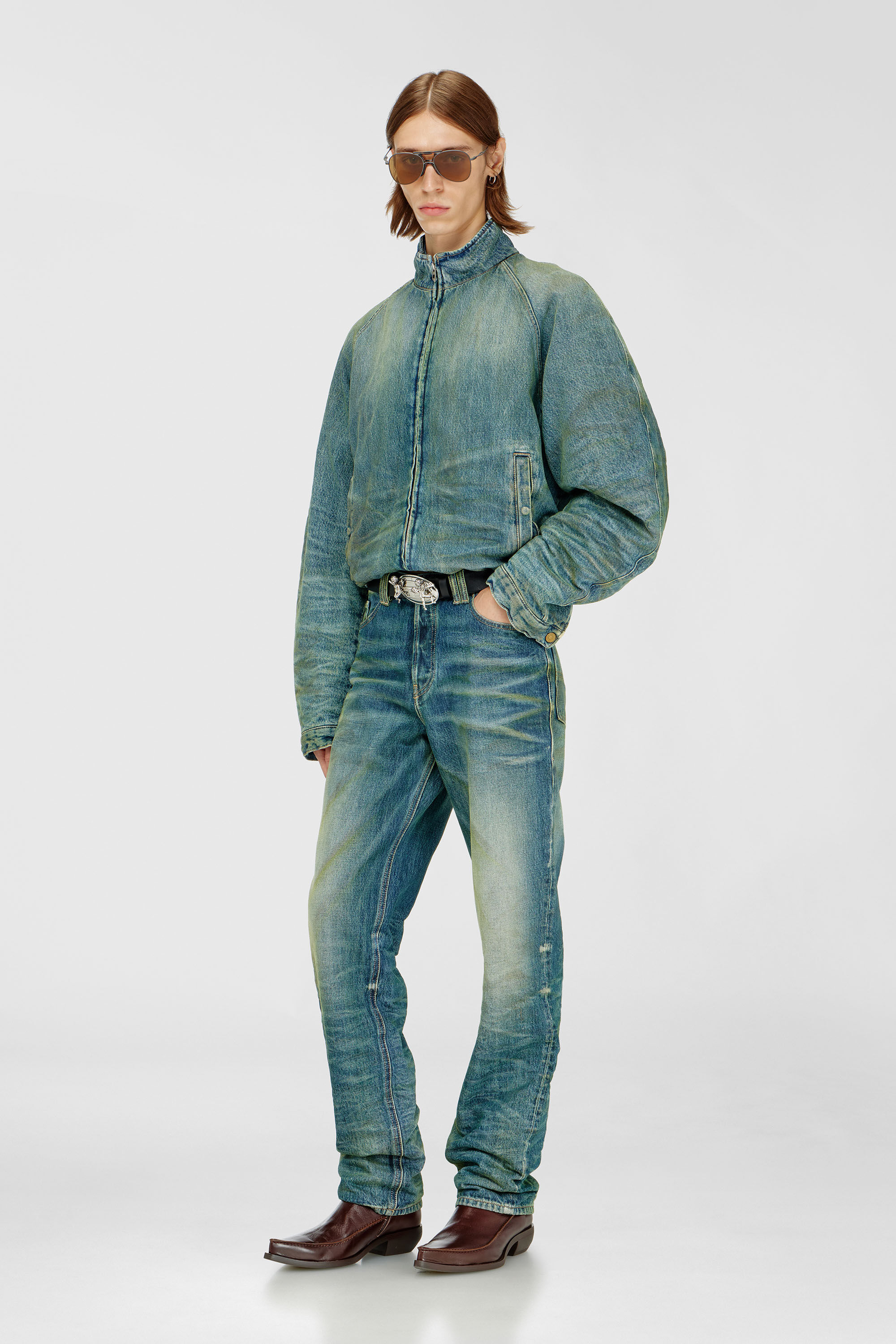 Diesel - D-BARUS-FSJ2, Herren Steppjacke aus Denim mit Knitter- und Used-Effekt in null - 1