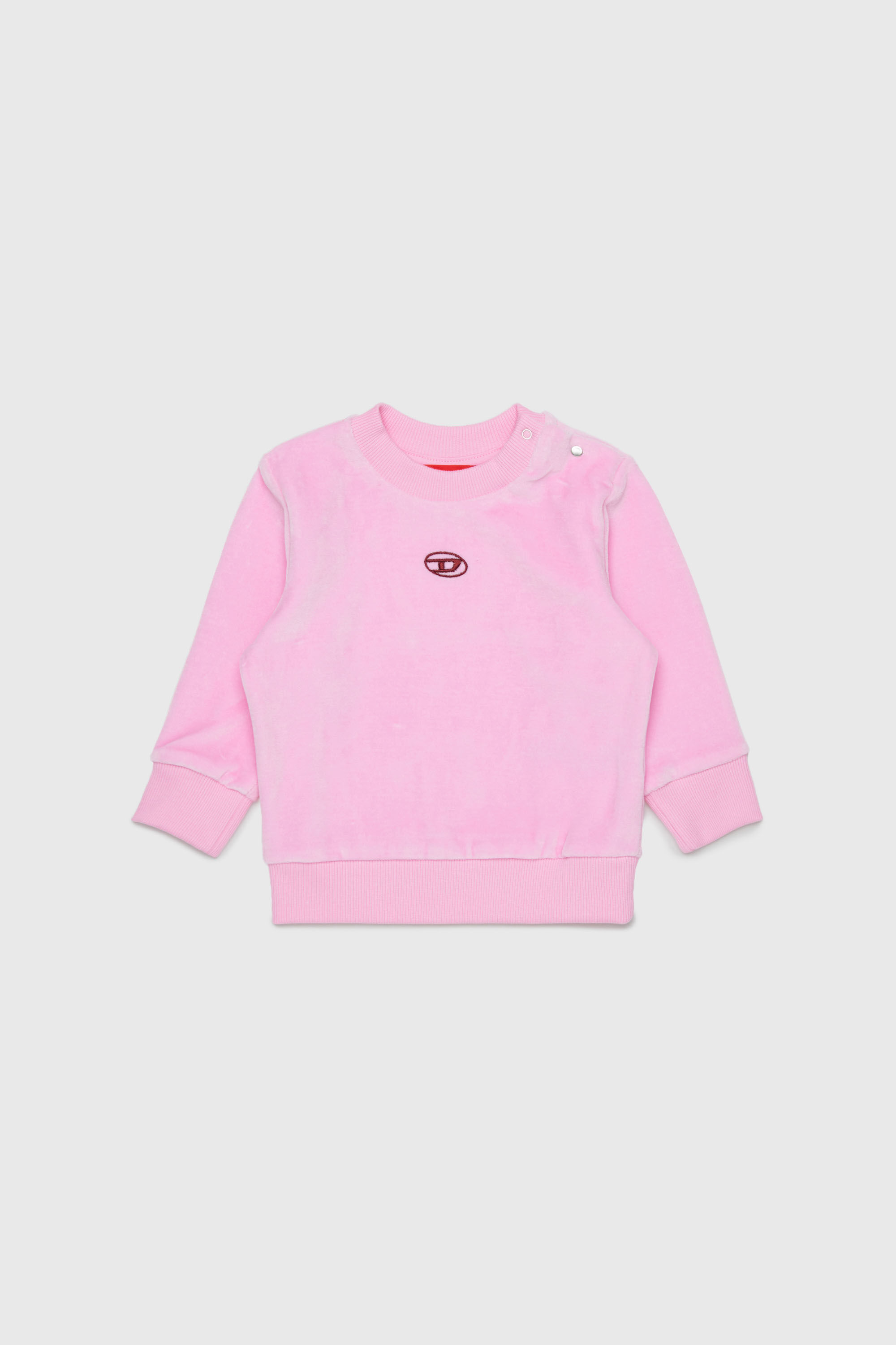 Diesel - SHENIB, Sweat-shirt en velours avec broderie Oval D Homme in Rose - 1