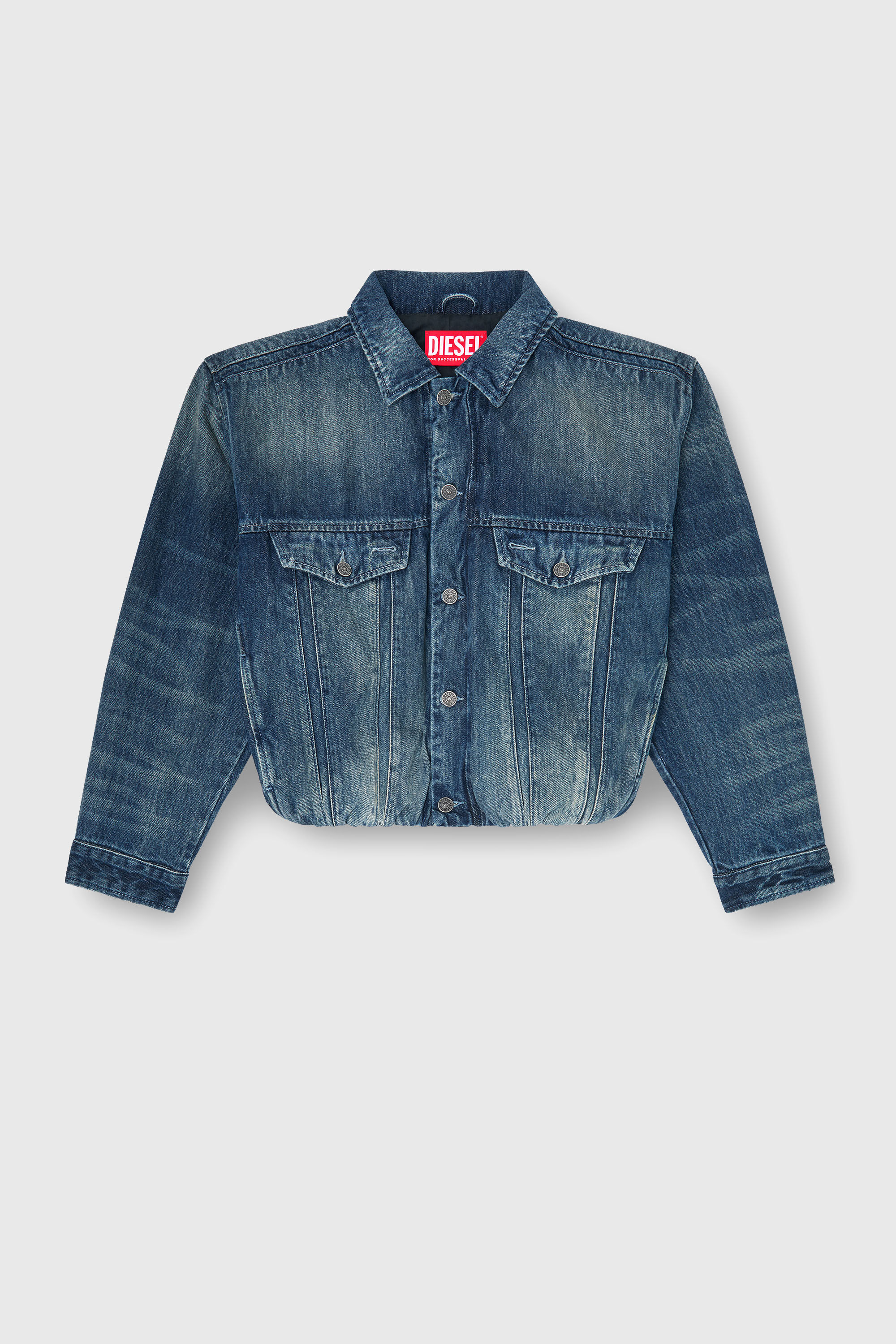 Diesel - DE-MORVI-FSJ, Giacca trucker elasticizzata in denim Donna in Blu - 2