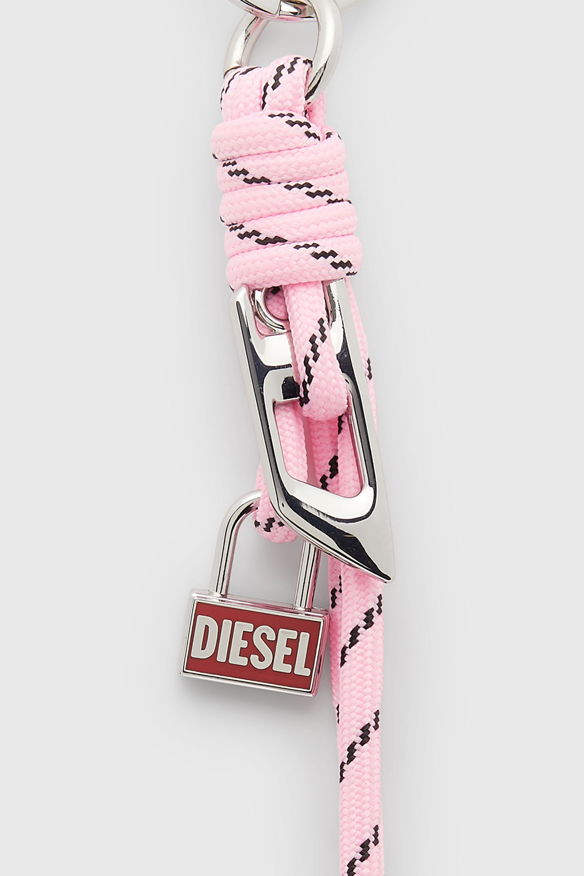 Diesel - ROPE II, Breloque en m&eacute;tal et corde avec pendentif Diesel Mixte in Rose - 3