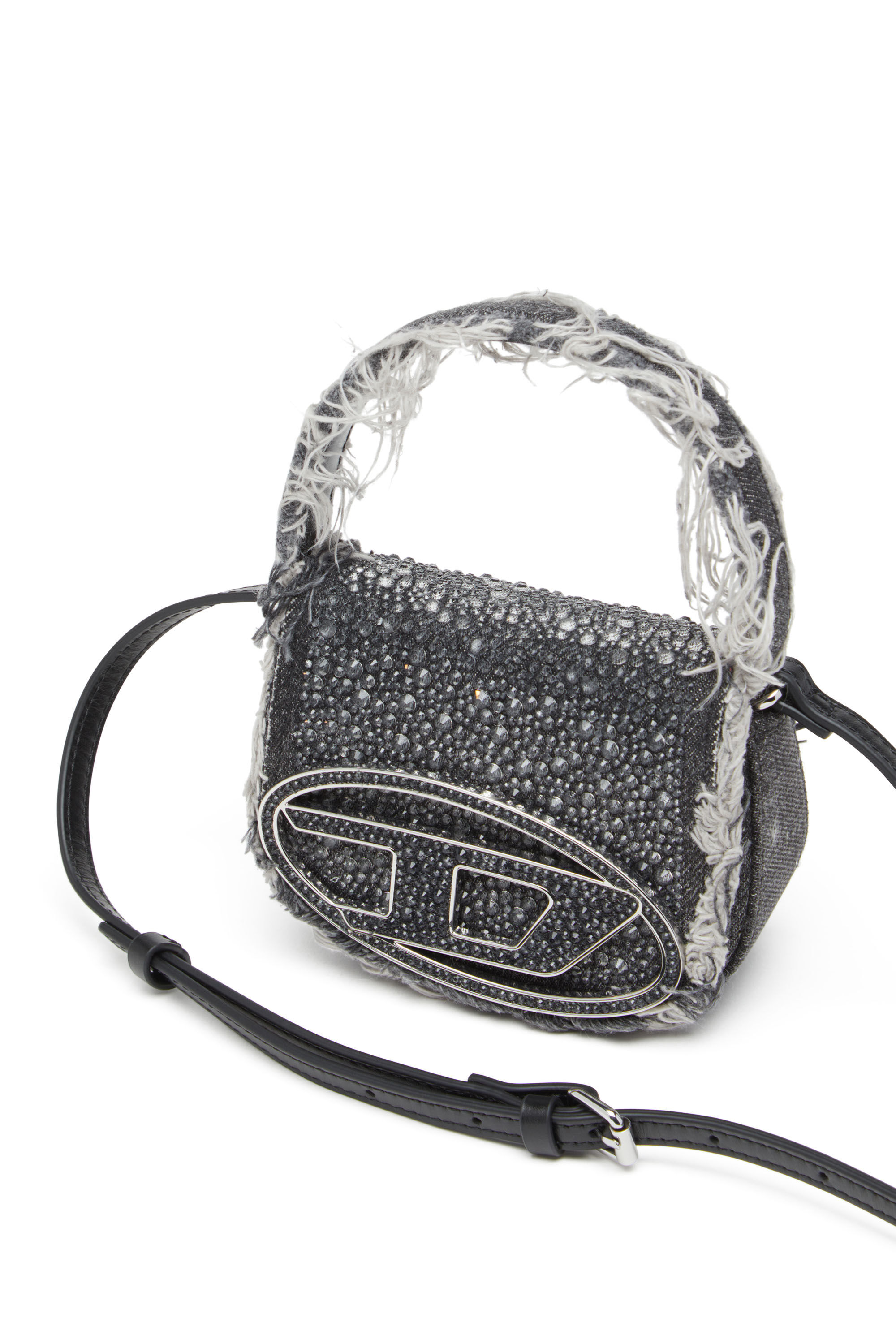 Diesel - 1DR XS, Femme 1DR XS-Mini sac iconique en denim et cristaux in Noir - Image 2