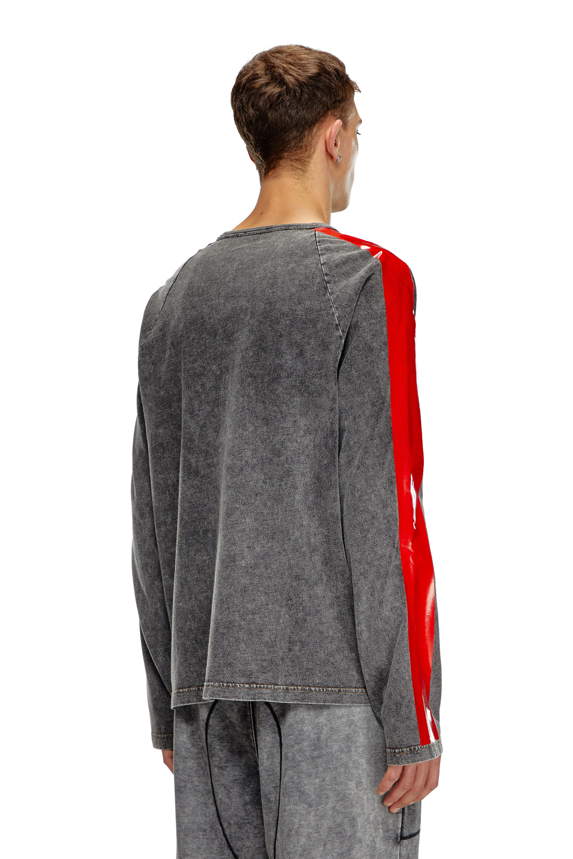 Diesel - T-REDROXT, Homme T-shirt à manches longues avec bandes brillantes in Noir - Image 4
