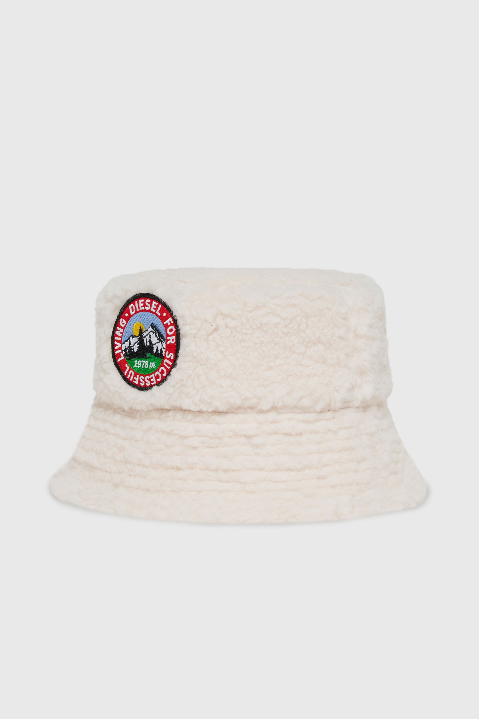 Diesel - FBONT, Unisex Bucket Hat aus weichem Pl&uuml;schstoff in Wei&szlig; - 1