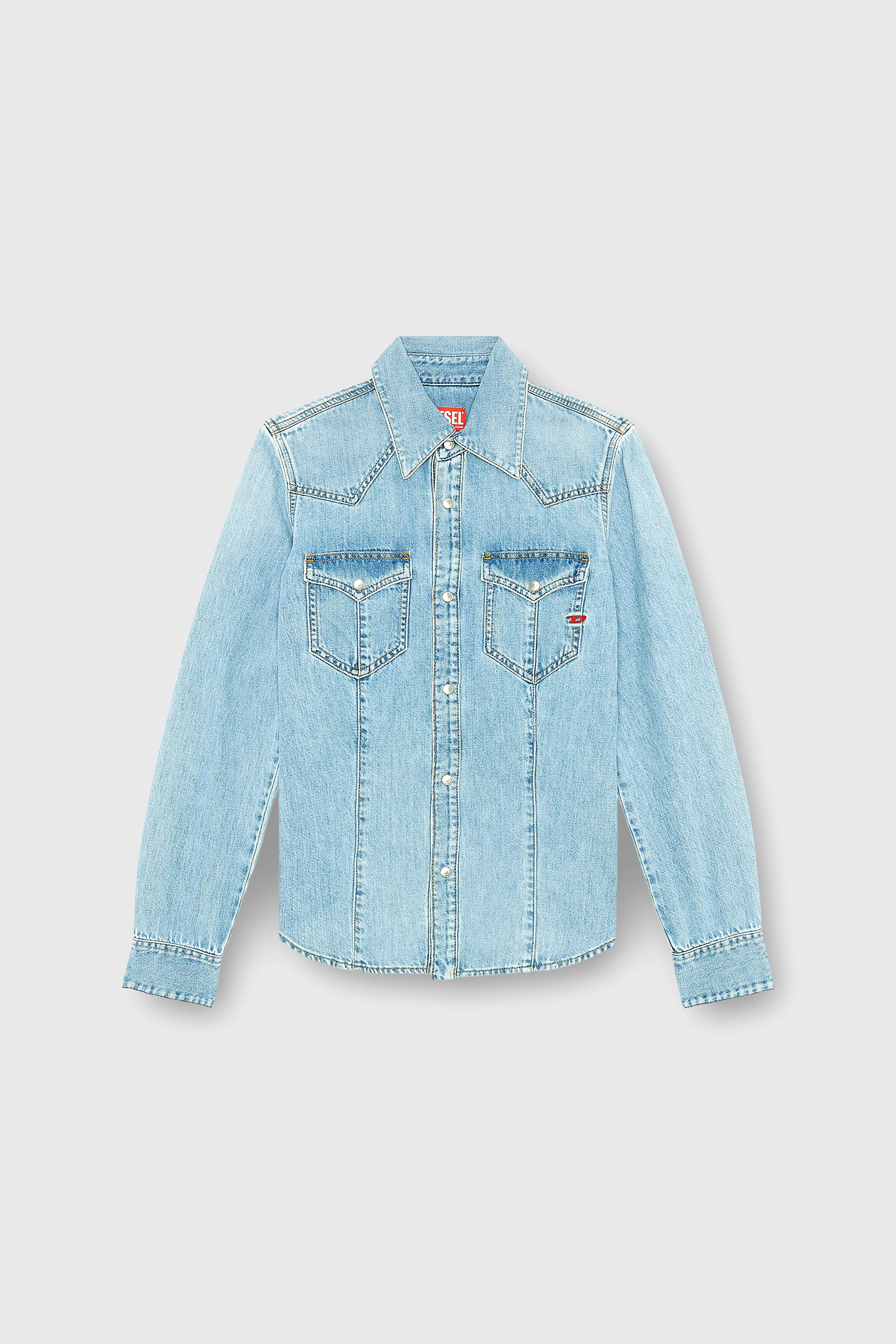 Diesel - DE-WAVES, Chemise western en denim Femme in Bleu - 2