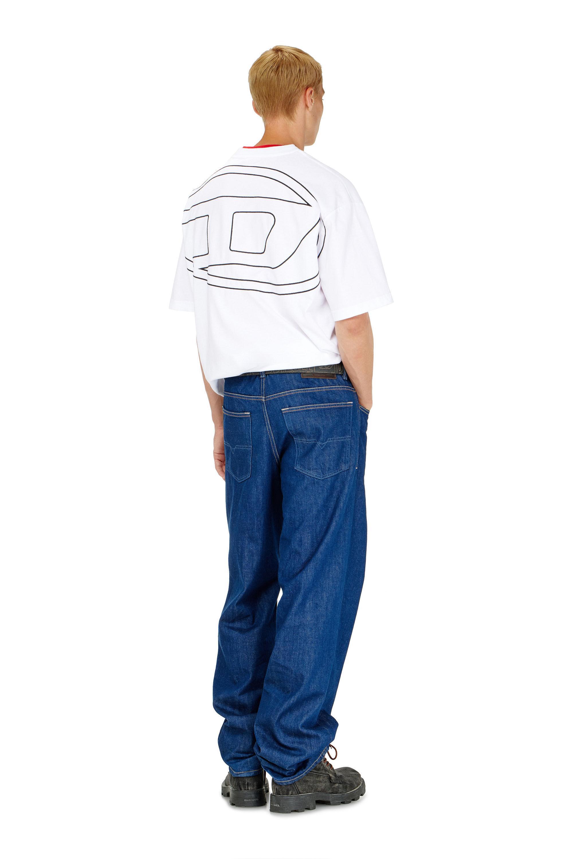 Diesel - T-BOGGY-MEGOVAL-D, T-shirt con maxi-ricamo oval D Uomo in Bianco - 1