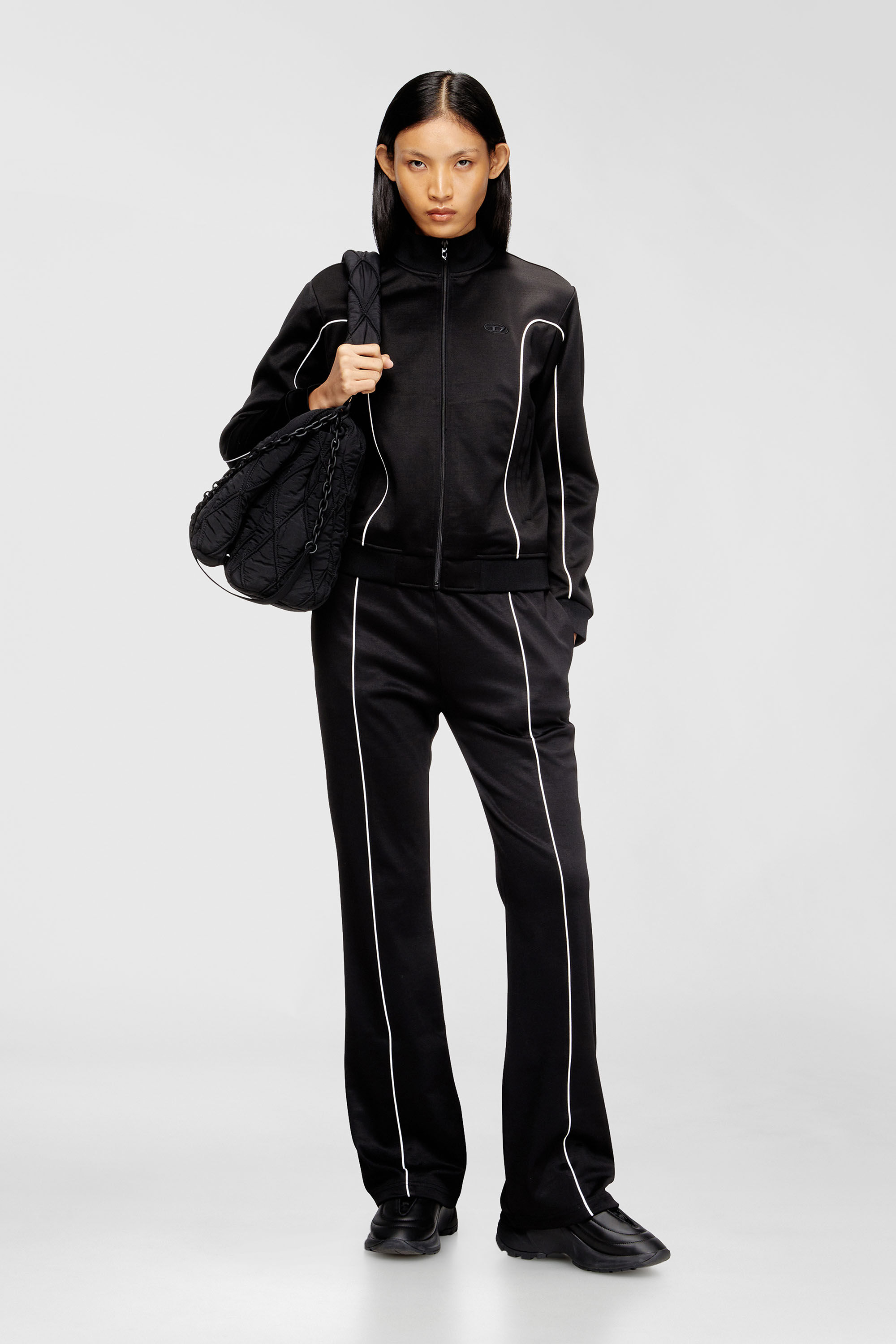 Diesel - F-LOCKING-OD, Veste en molleton avec passepoil contrastant Femme in Polychrome - 1