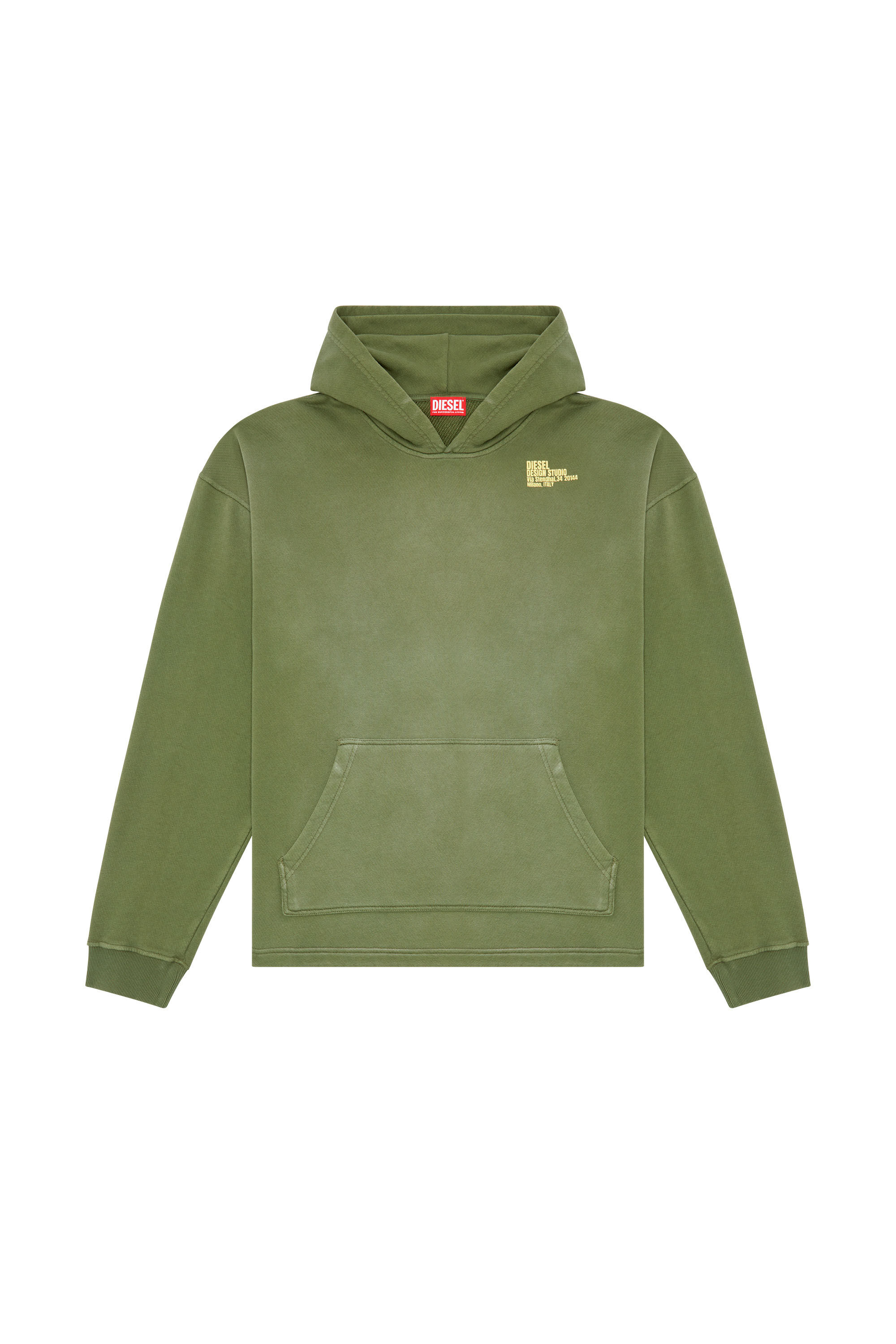 Diesel - S-BUNT-HOOD, Sweat-shirt à capuche avec imprimé Diesel Design Studio Homme in Vert - 2