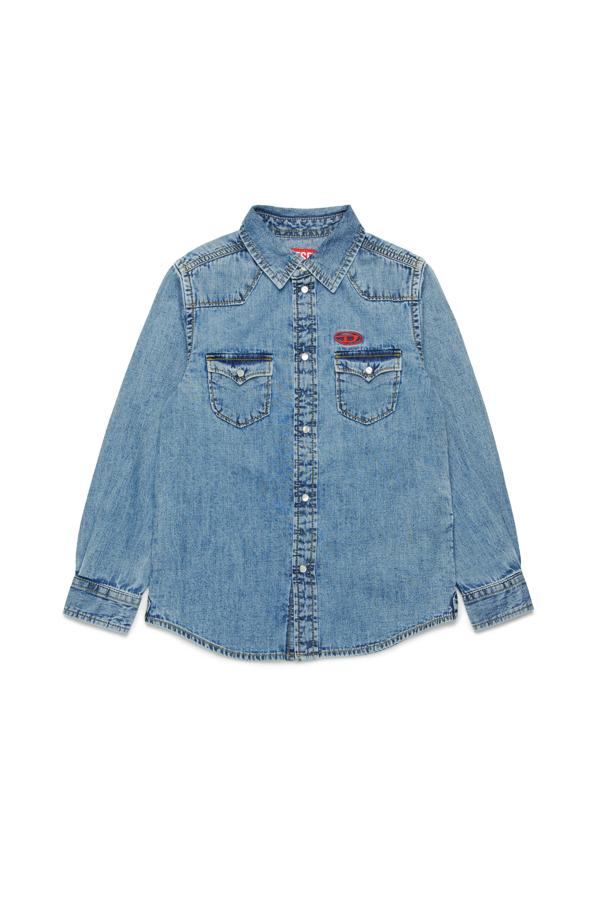 Diesel - CEKO, Camicia western in denim con ricamo Oval D Uomo in Blu - 1