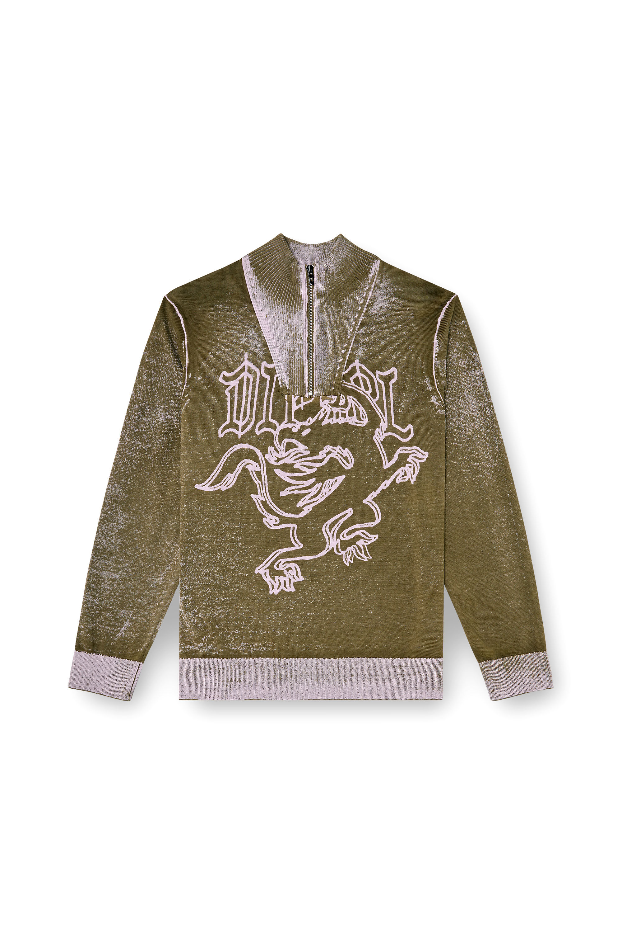 Diesel - K-LAUTARE, Herren Behandelter Half-zip-Pullover mit griffin-Motiv in null - 2