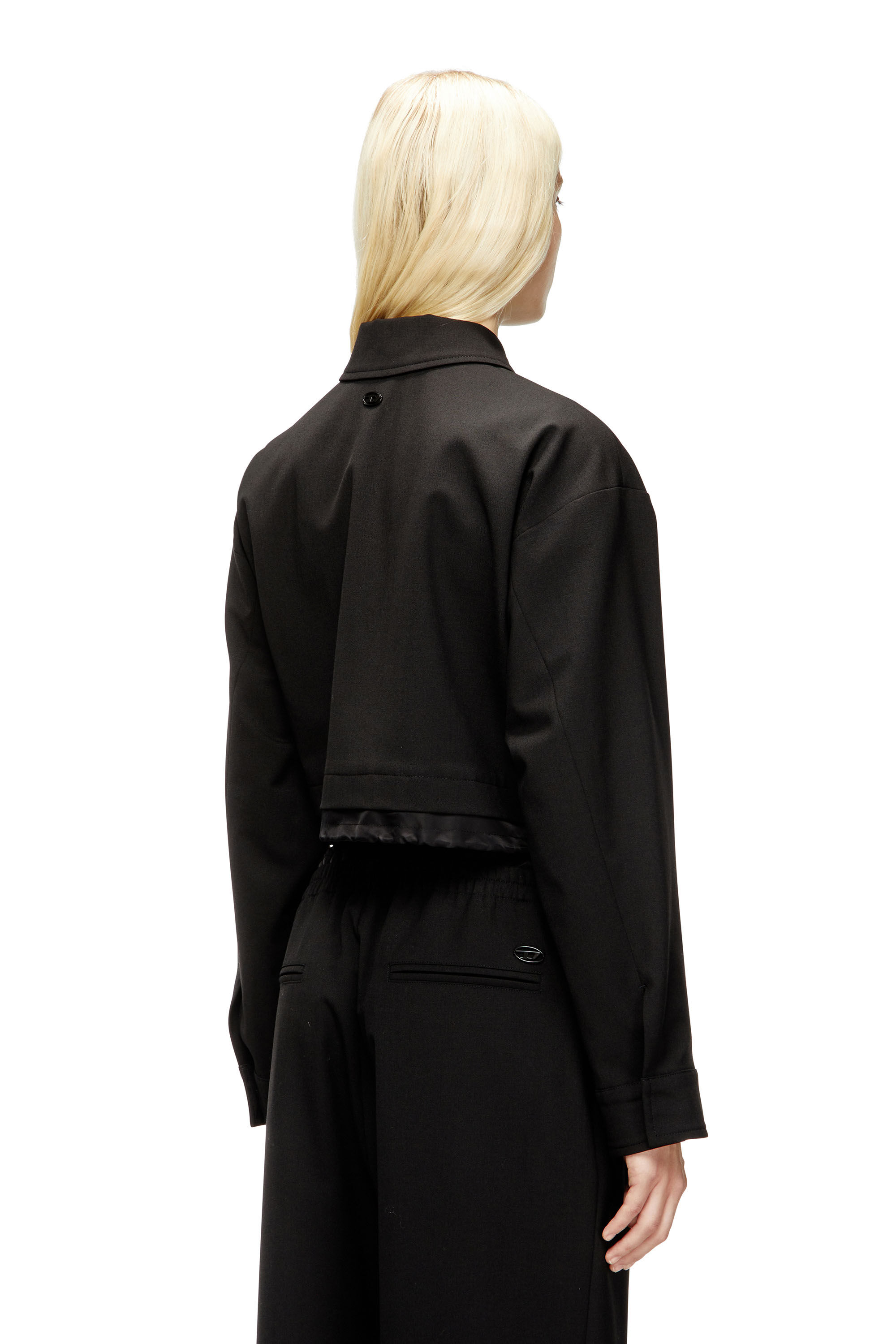 Diesel - J-TING-FEM-R2, Giacca corta in tessuto sartoriale e nylon Donna in Nero - 4
