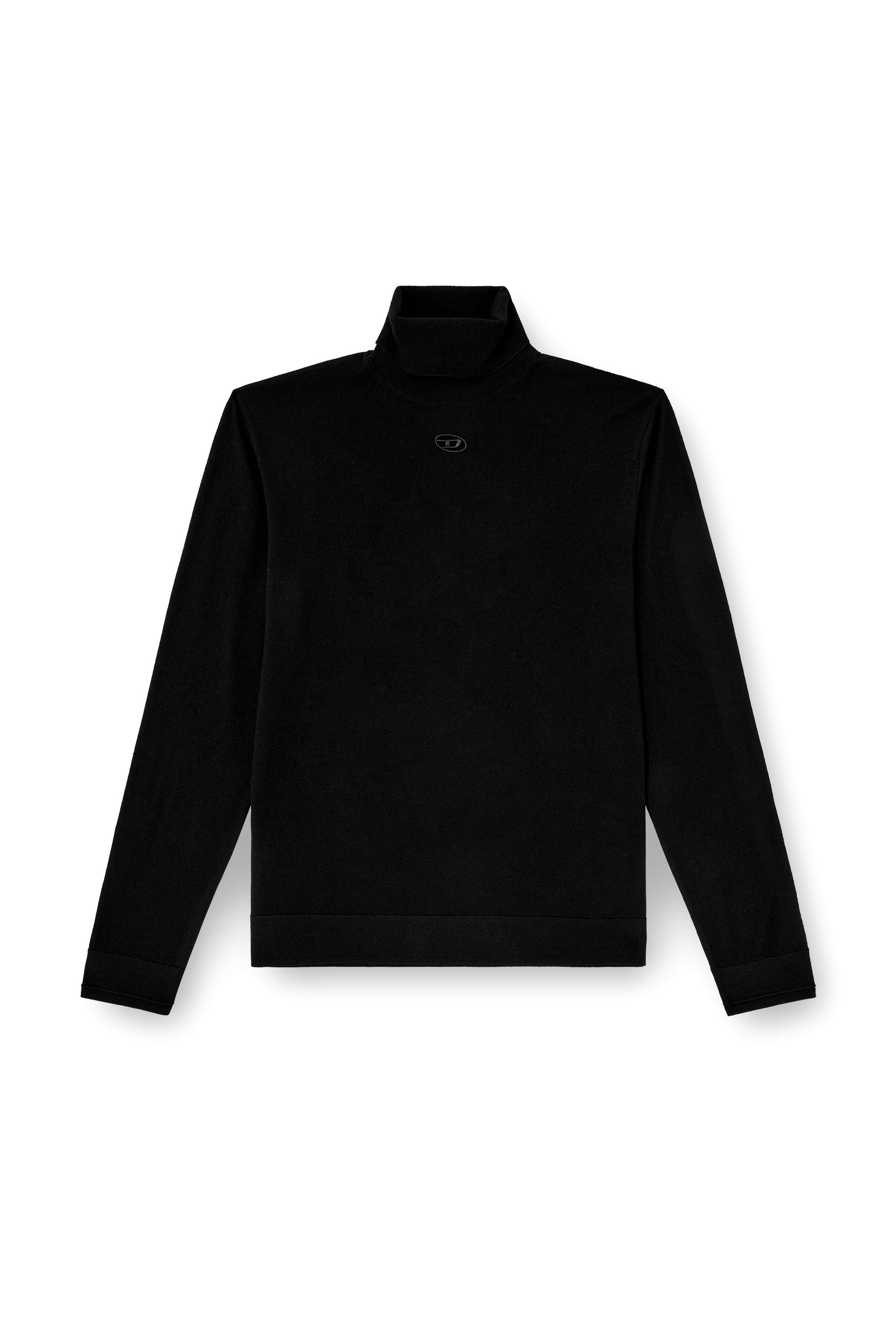 Diesel - K-VARTA, Dolcevita in lana con logo cut-out Uomo in Nero - 2