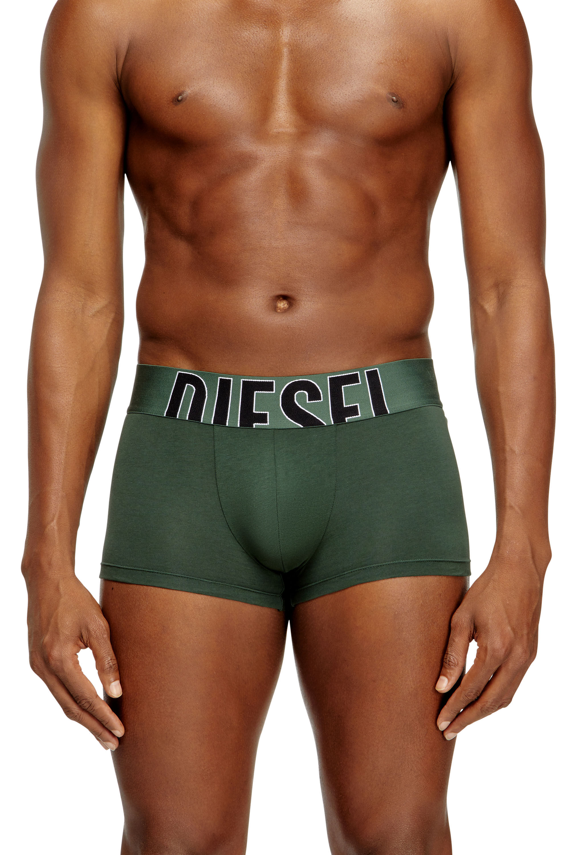 Diesel - DAMIEN-D-POP-3PACK-55, Lot de trois boxers en coton stretch avec logo découpé Homme in Vert - 3