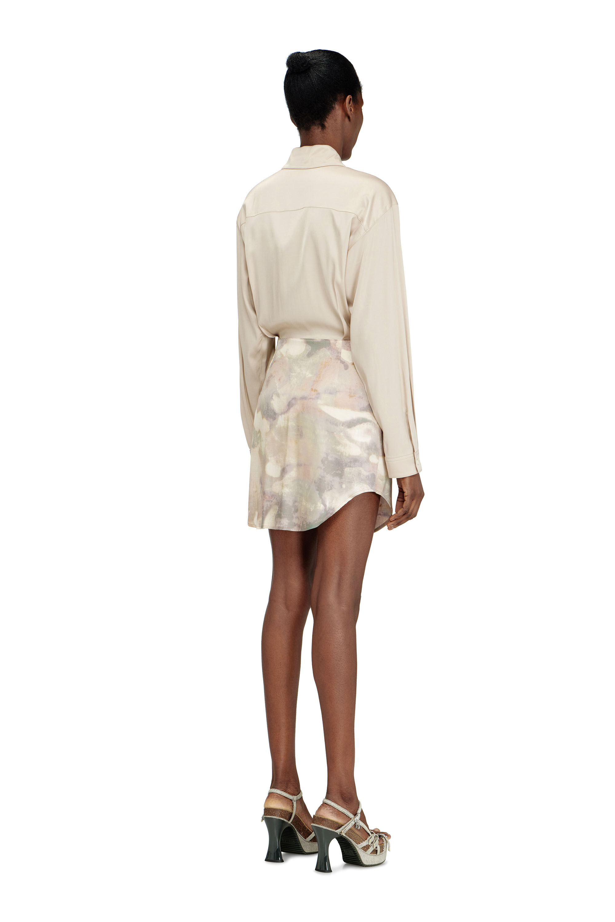 Diesel - D-ELTA-MINI, Abito mini in raso con nodo Donna in Beige - 3