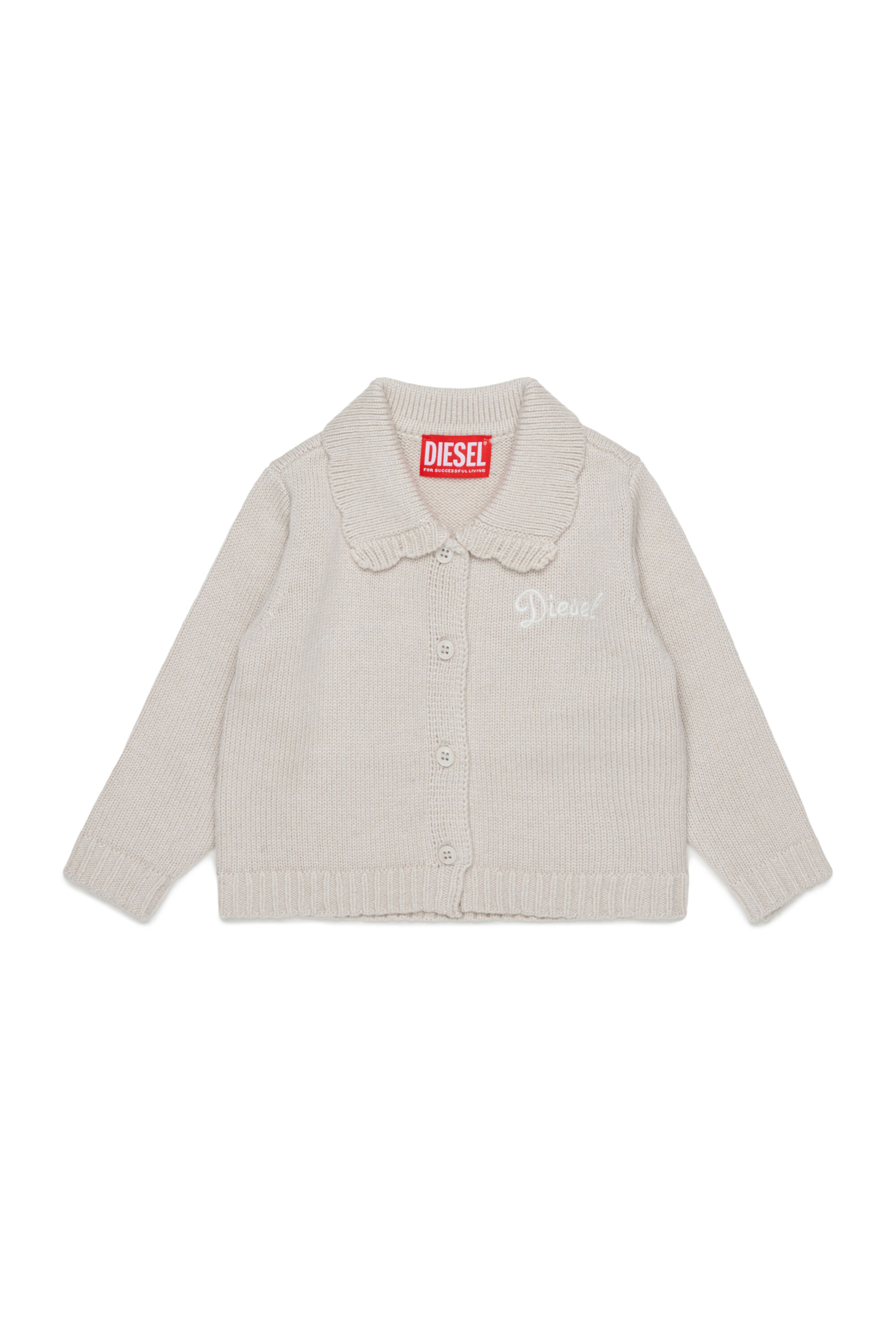 Diesel - KSCALOB, Cardigan in cachemire con colletto smerlato Donna in Bianco - 1