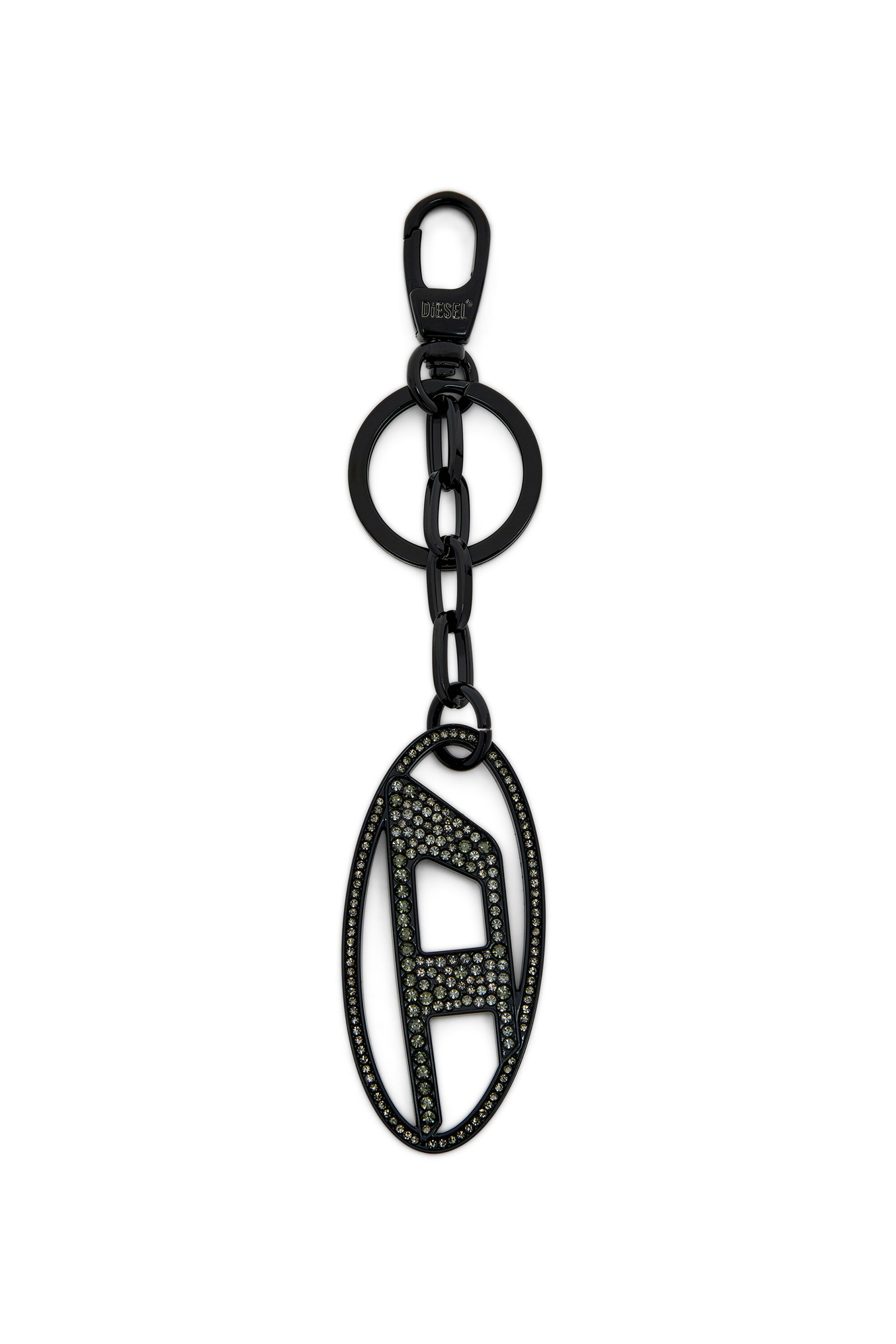 Diesel - HOLY-C, Portachiavi Oval D in metallo con cristalli Donna in Nero - 1