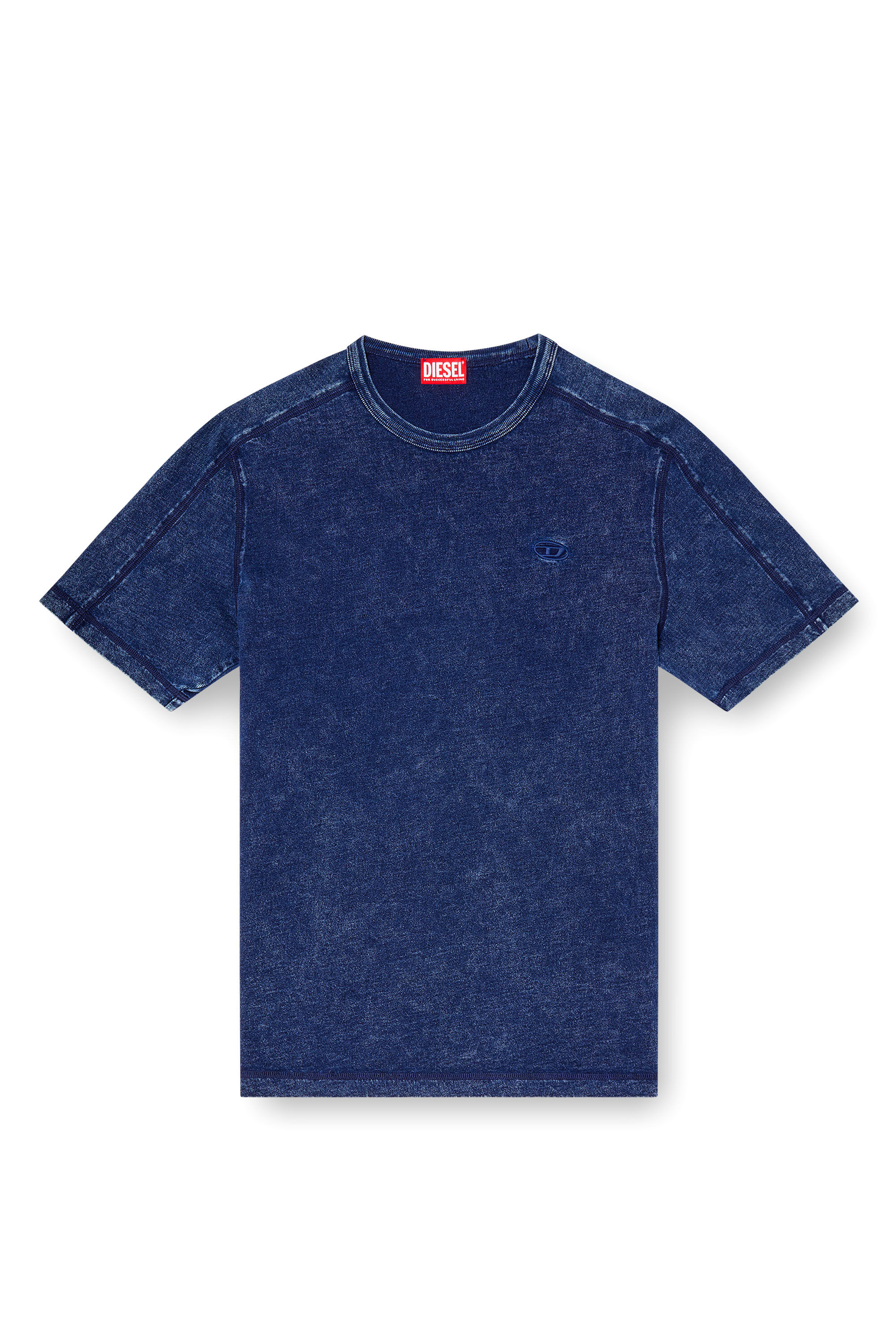 Diesel - T-ADJIND, T-shirt in jersey effetto denim Uomo in Blu - 2