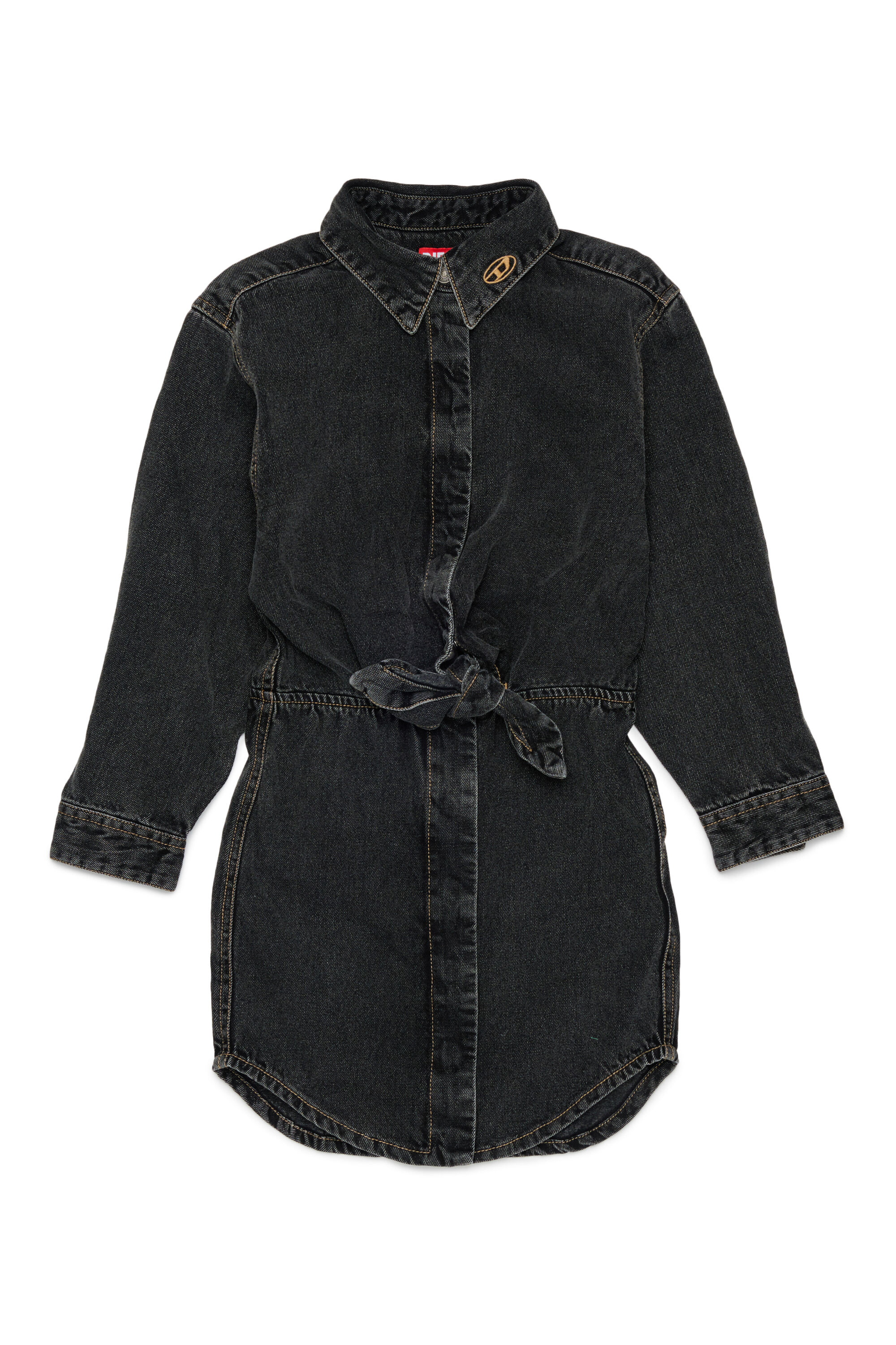 Diesel - DESUSY, Abito camicia in denim con cintura annodabile in vita Donna in Nero - 1