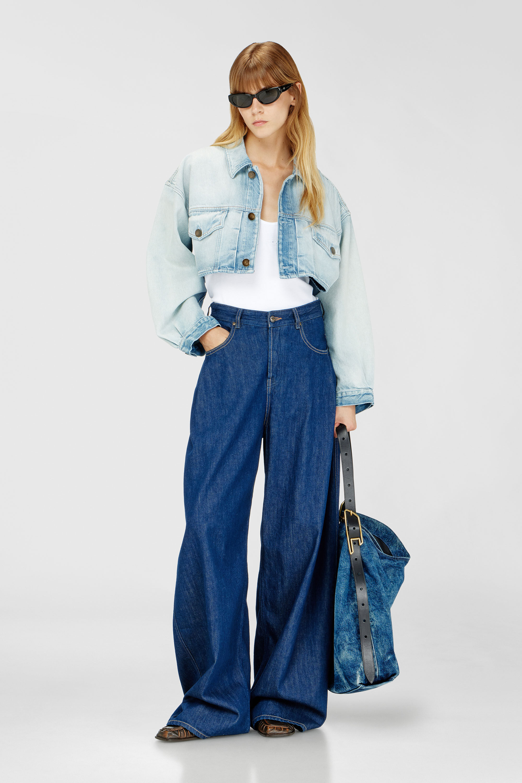 Diesel - T-IPSYA-LKDS, Canotta a costine con Oval D Donna in Bianco - 1