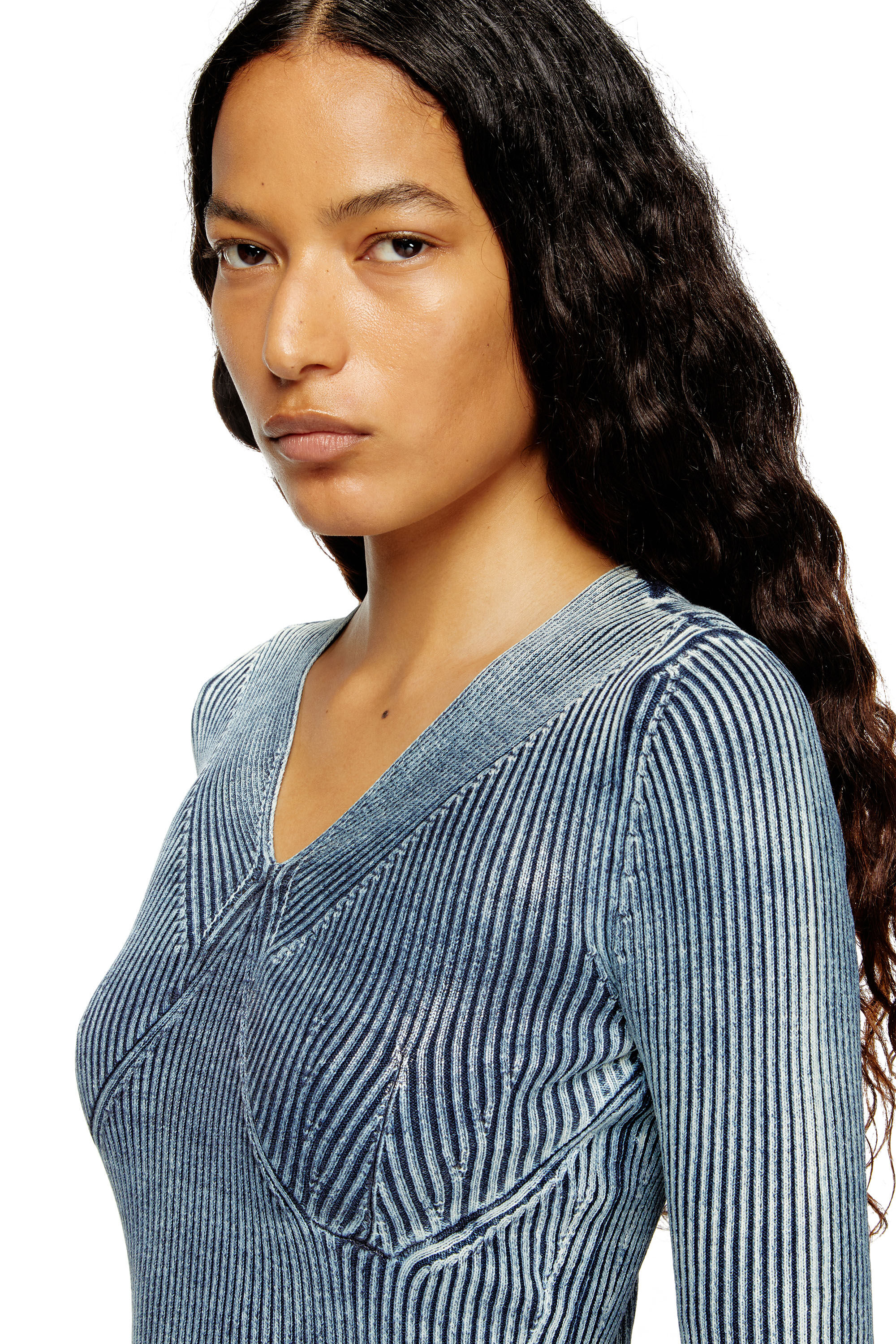Diesel - M-MILMO, Pull en fil de denim à effet brillant Femme in Bleu - 5