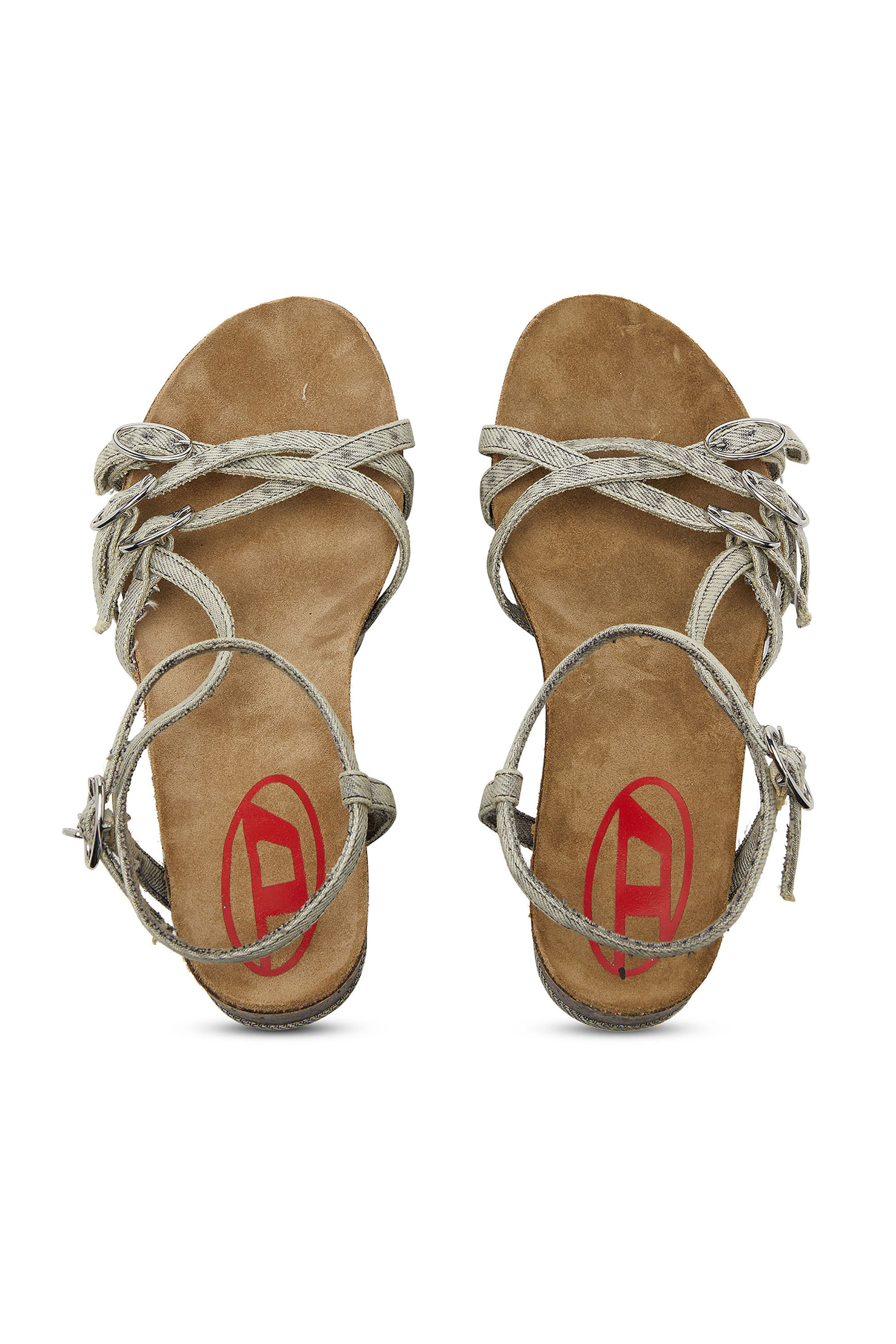 Diesel - D-WOODSTOCK 105 SANDAL, D-Woodstock-Sandales à plateforme à brides en denim Femme in Gris - 6