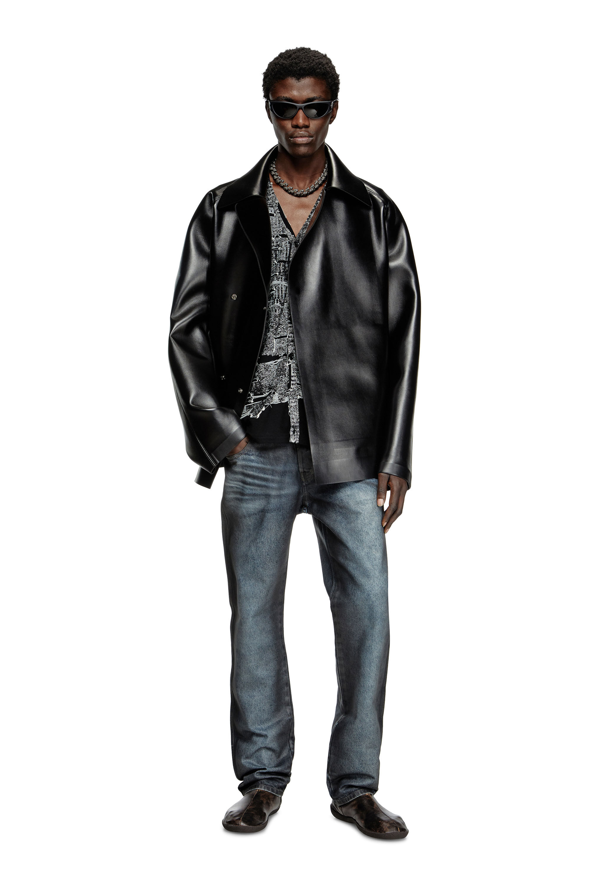 Diesel - J-MARKUS, Giacca oversize accoppiata in neoprene Unisex in Nero - 1