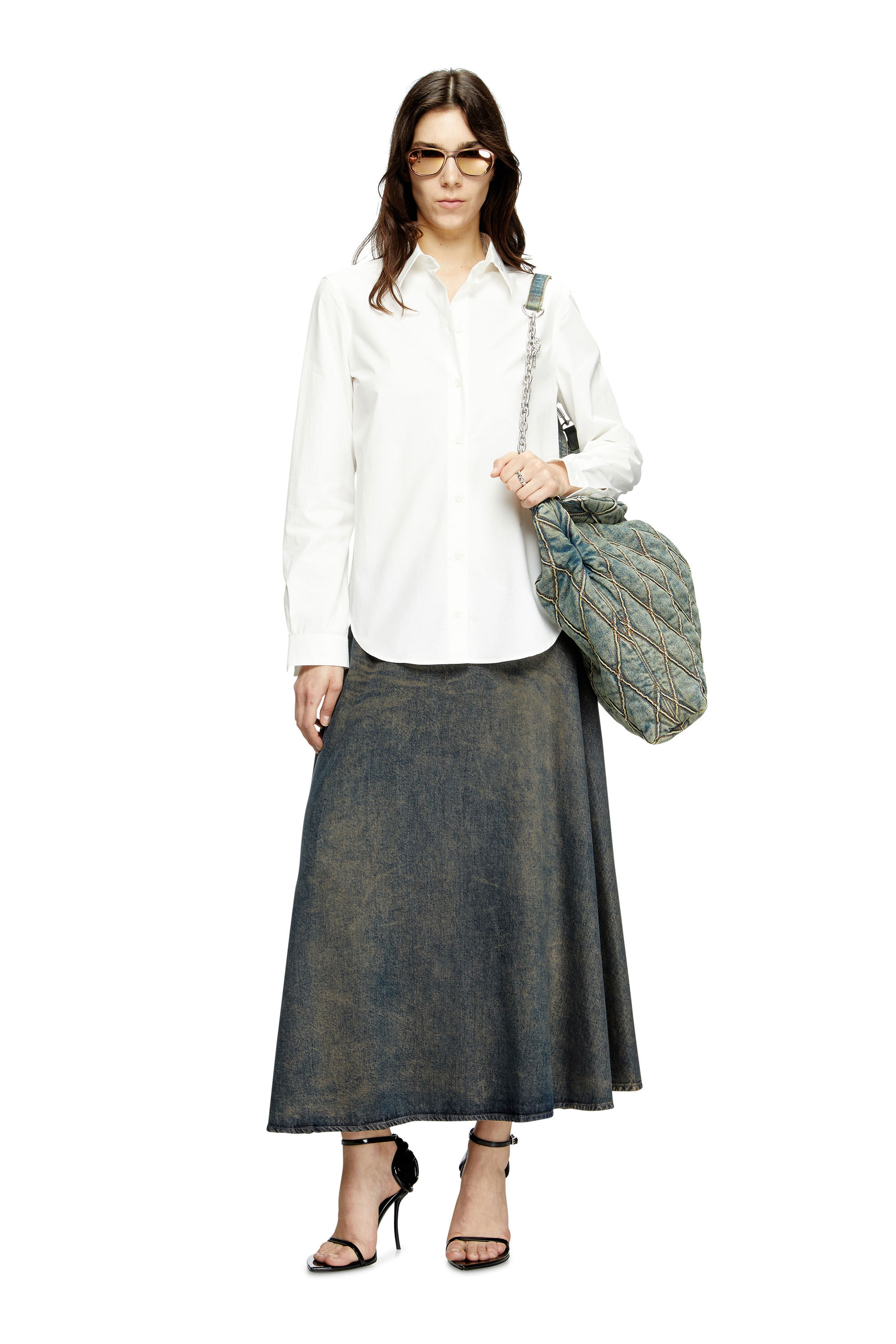 Diesel - C-RONOS, Chemise en popeline avec Oval D Femme in Blanc - 1