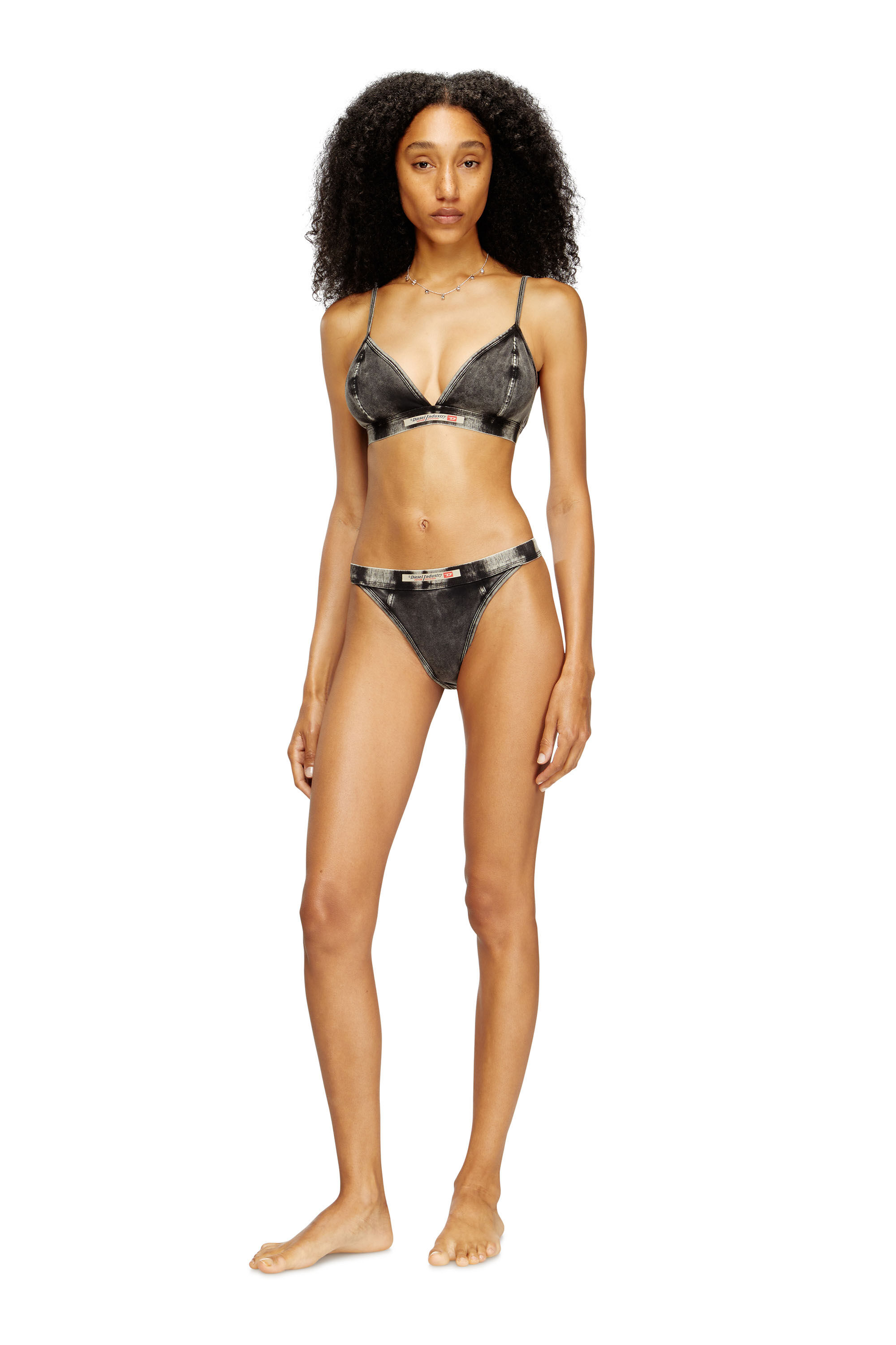 Diesel - SCILLA-DNM, Soutien-gorge triangle effet denim Femme in Gris - 1