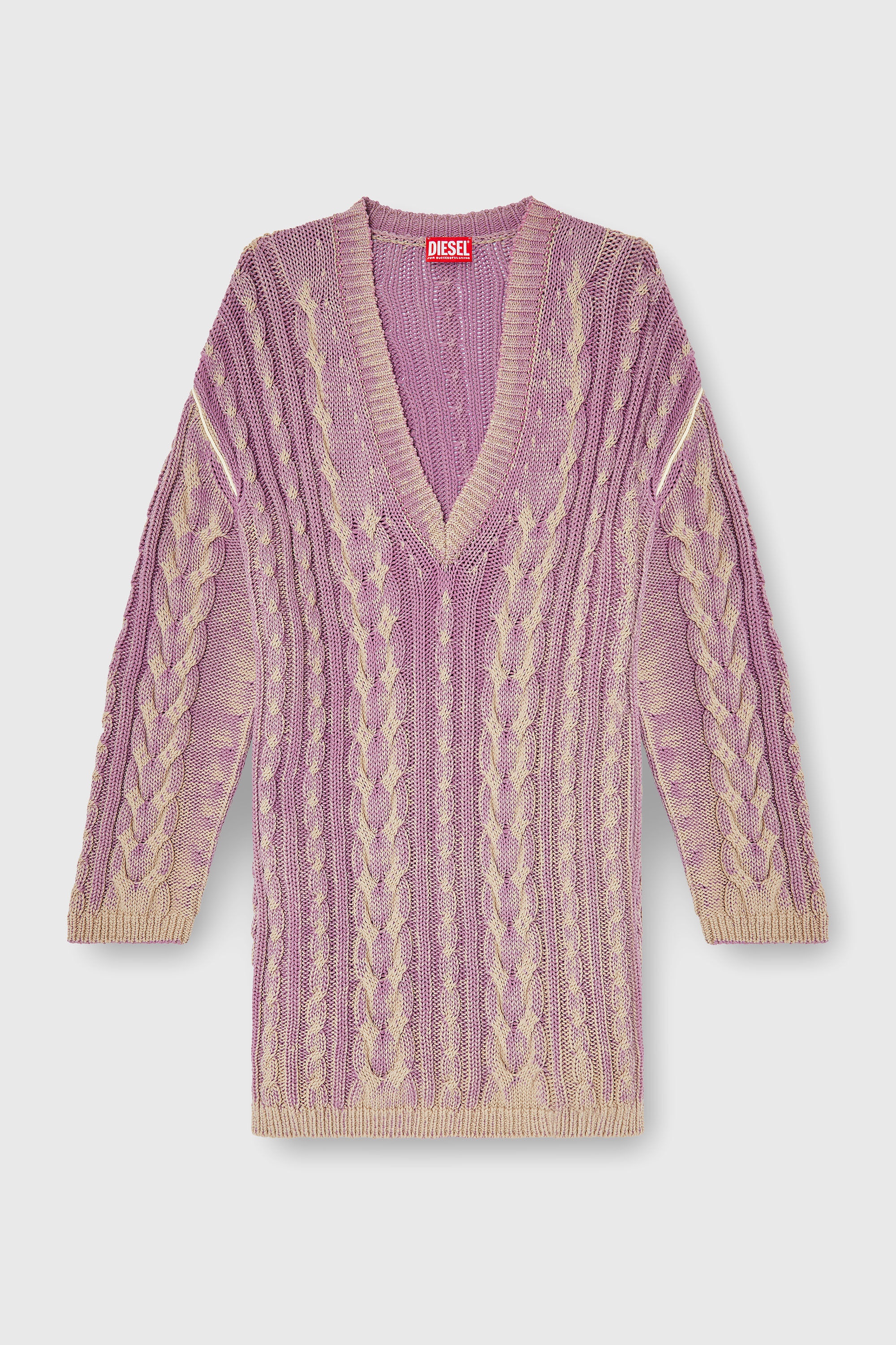 Diesel - M-ELGA, Abito corto in maglia a trecce Donna in Viola - 2