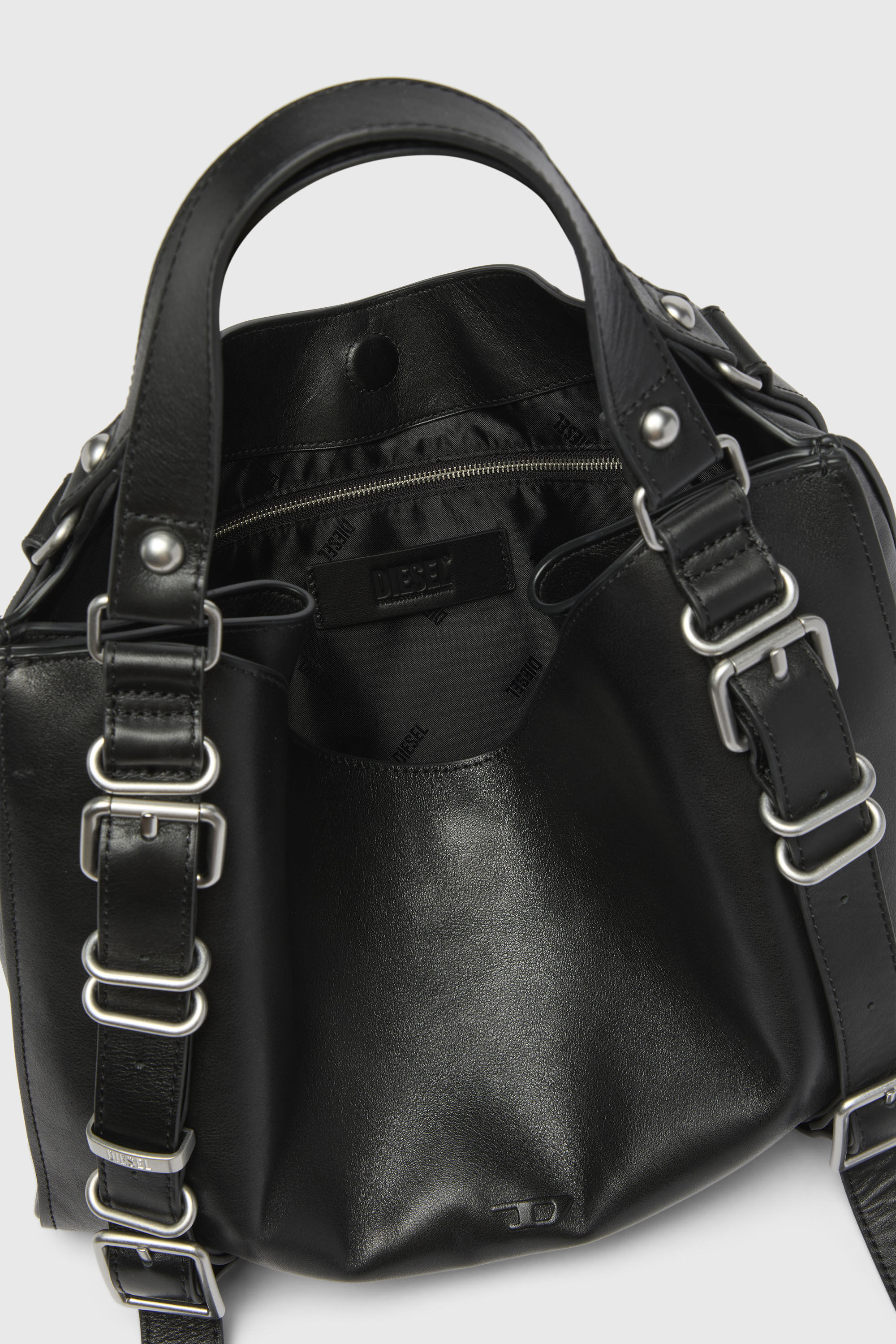 Diesel - D-ONE TOPHANDLE M, D-One-Borsa media a mano in pelle trattata Unisex in Nero - 4