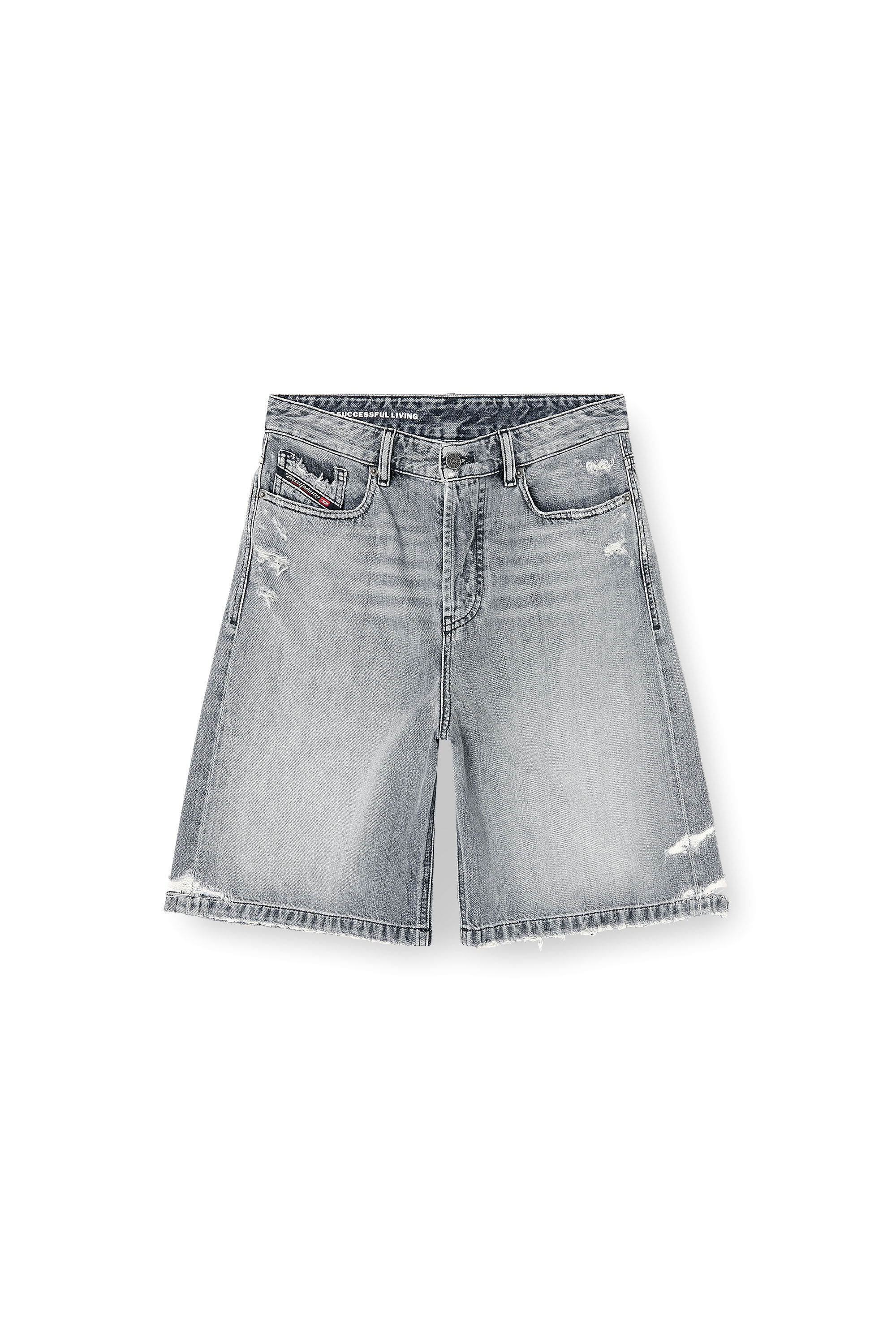 Diesel - DE-SIRE-SHORT, Damen Jeansshorts mit ausgefransten S&auml;umen in Grau - 2