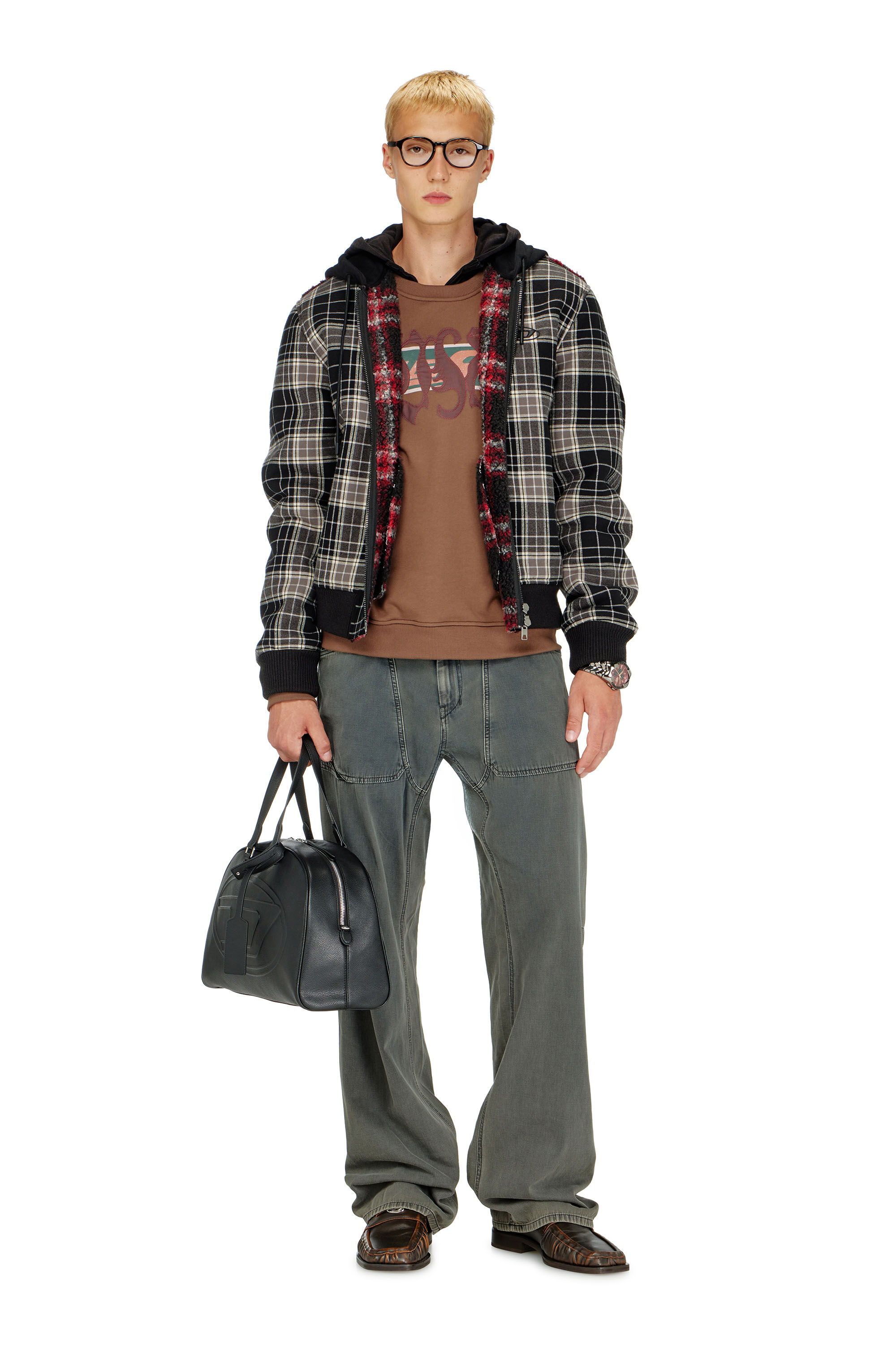 Diesel - S-NORM-AA6, Herren Sweatshirt mit grafischen Prints und patches in Braun - 1