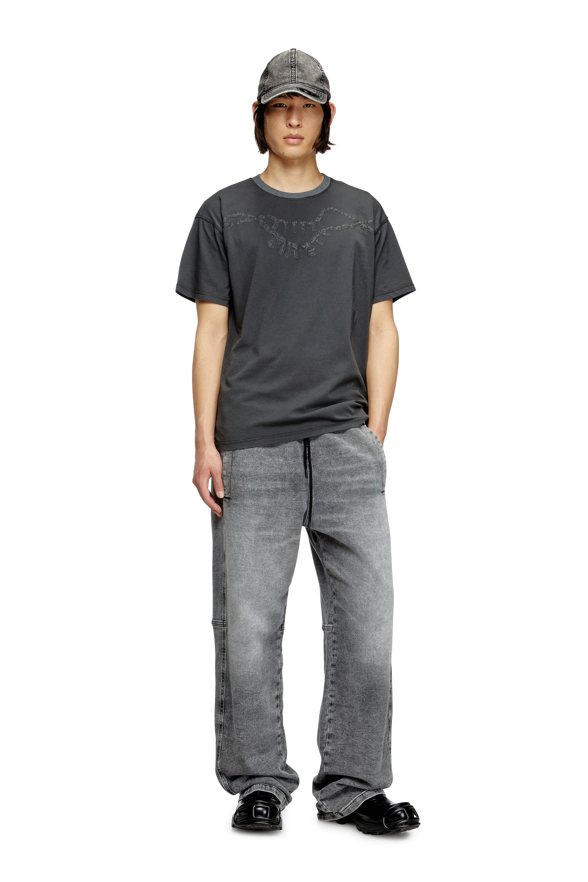 Diesel - T-NORM-HOSHI, T-shirt avec imprimé collier à breloques Mixte in Gris - 1