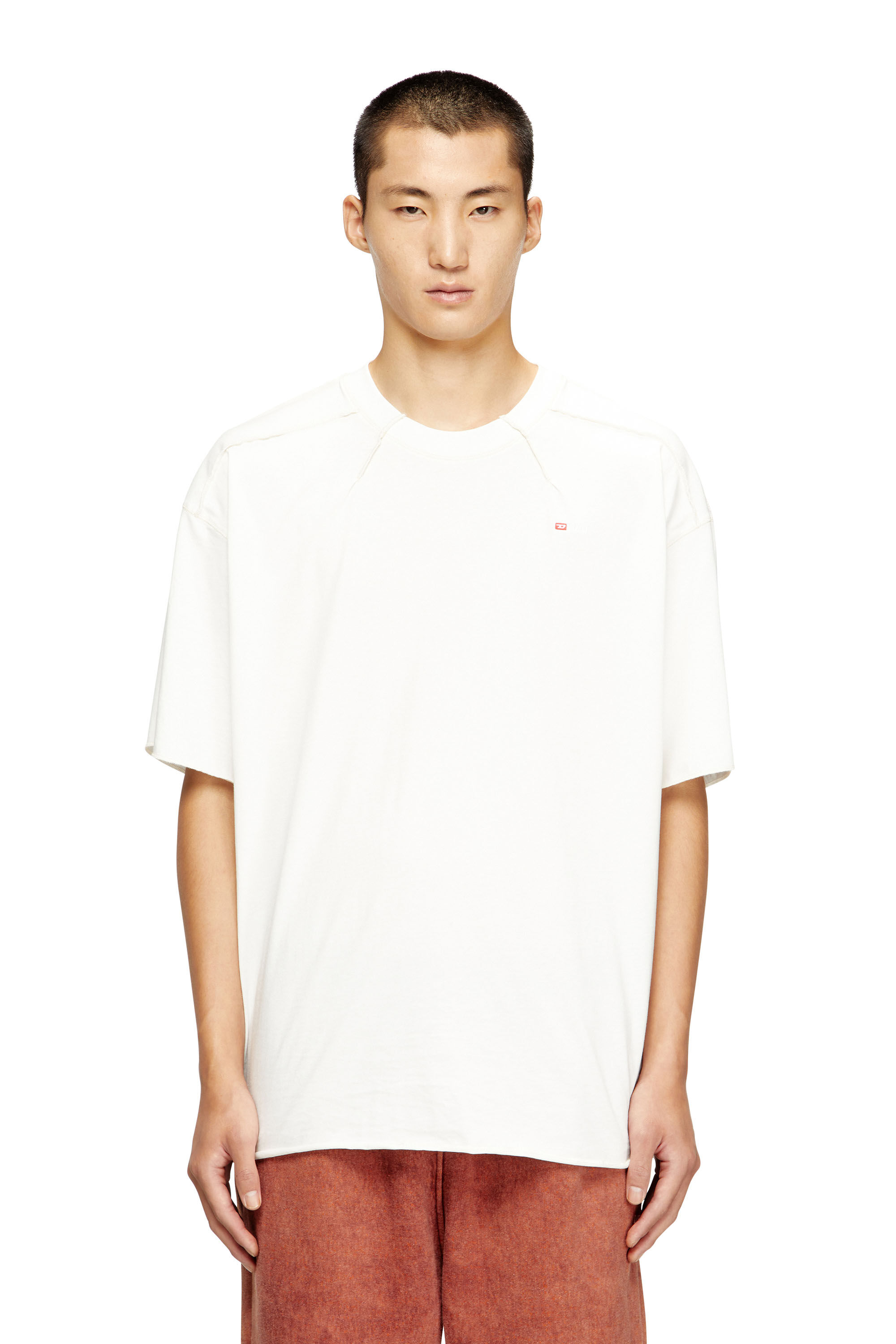 Diesel - T-CRAHOR-BOXT-T1, T-shirt in cotone con micro ricamo Uomo in Bianco - 3