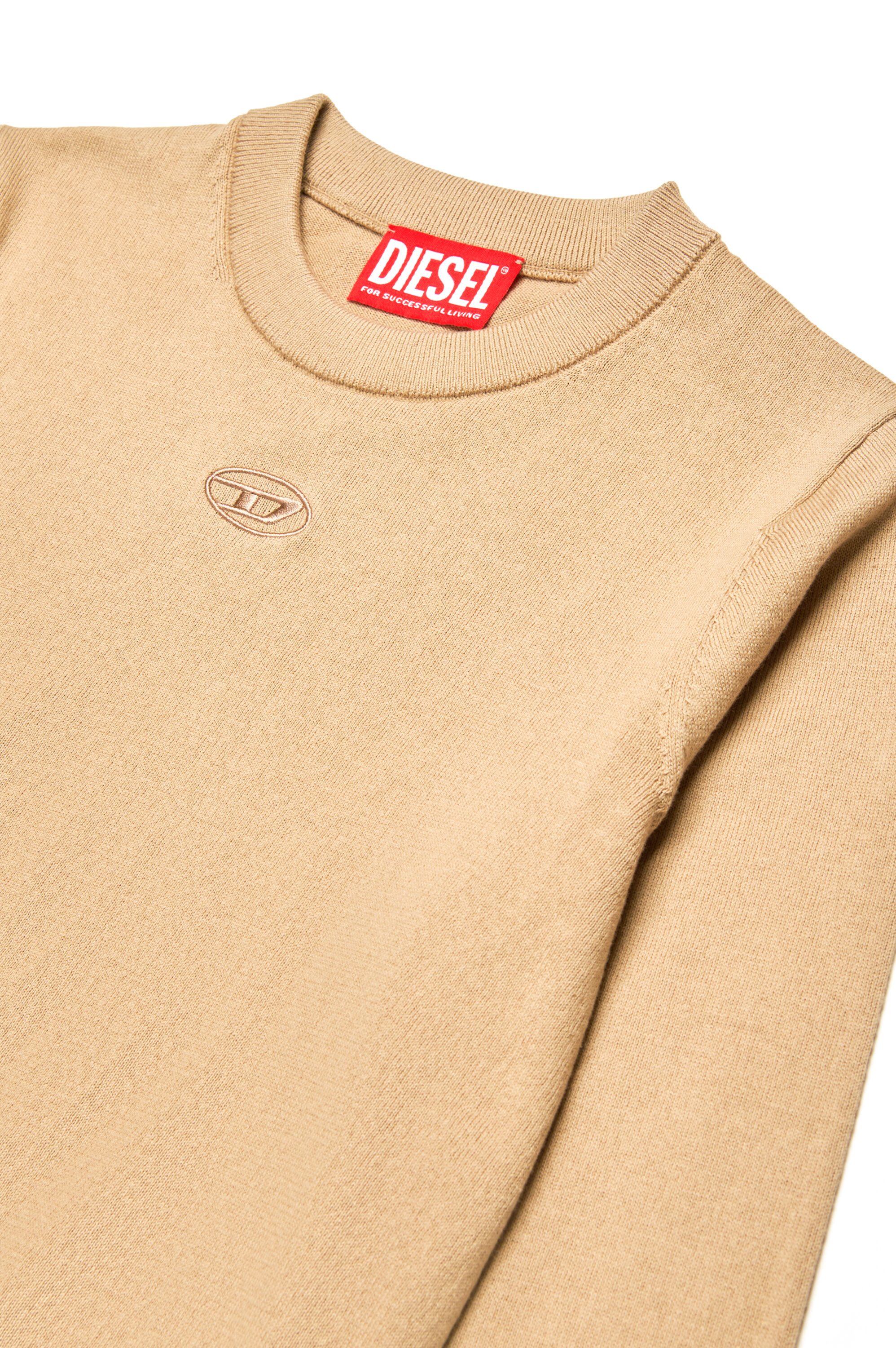 Diesel - KVIERI, Maglione in cotone con ricamo Oval D Uomo in Marrone - 3