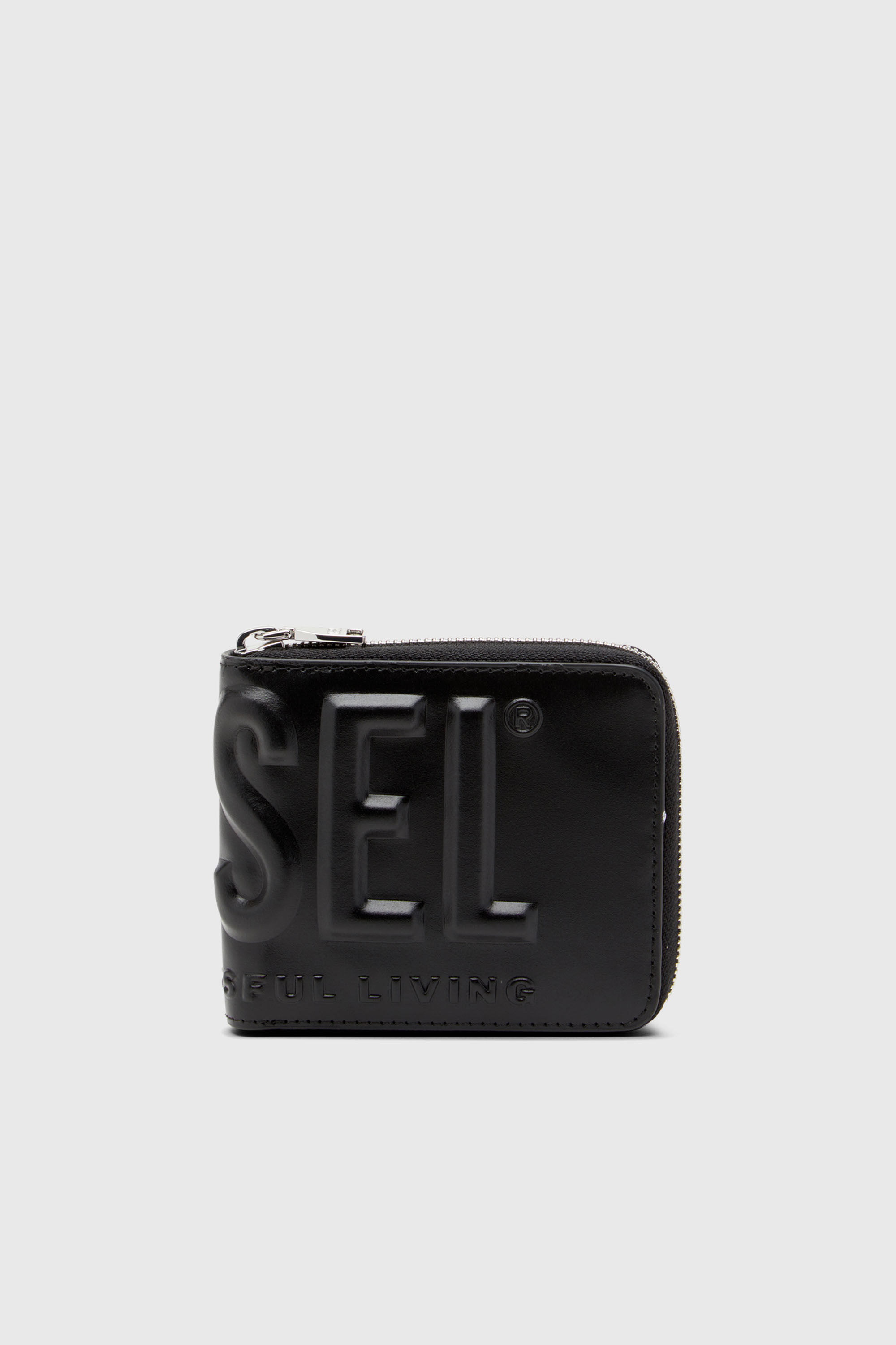 Diesel - DSL 3D- BI FOLD COIN ZIP XS, Herren Portemonnaie aus Leder mit Rei&szlig;verschluss und Logo-Pr&auml;gung in Schwarz - 1