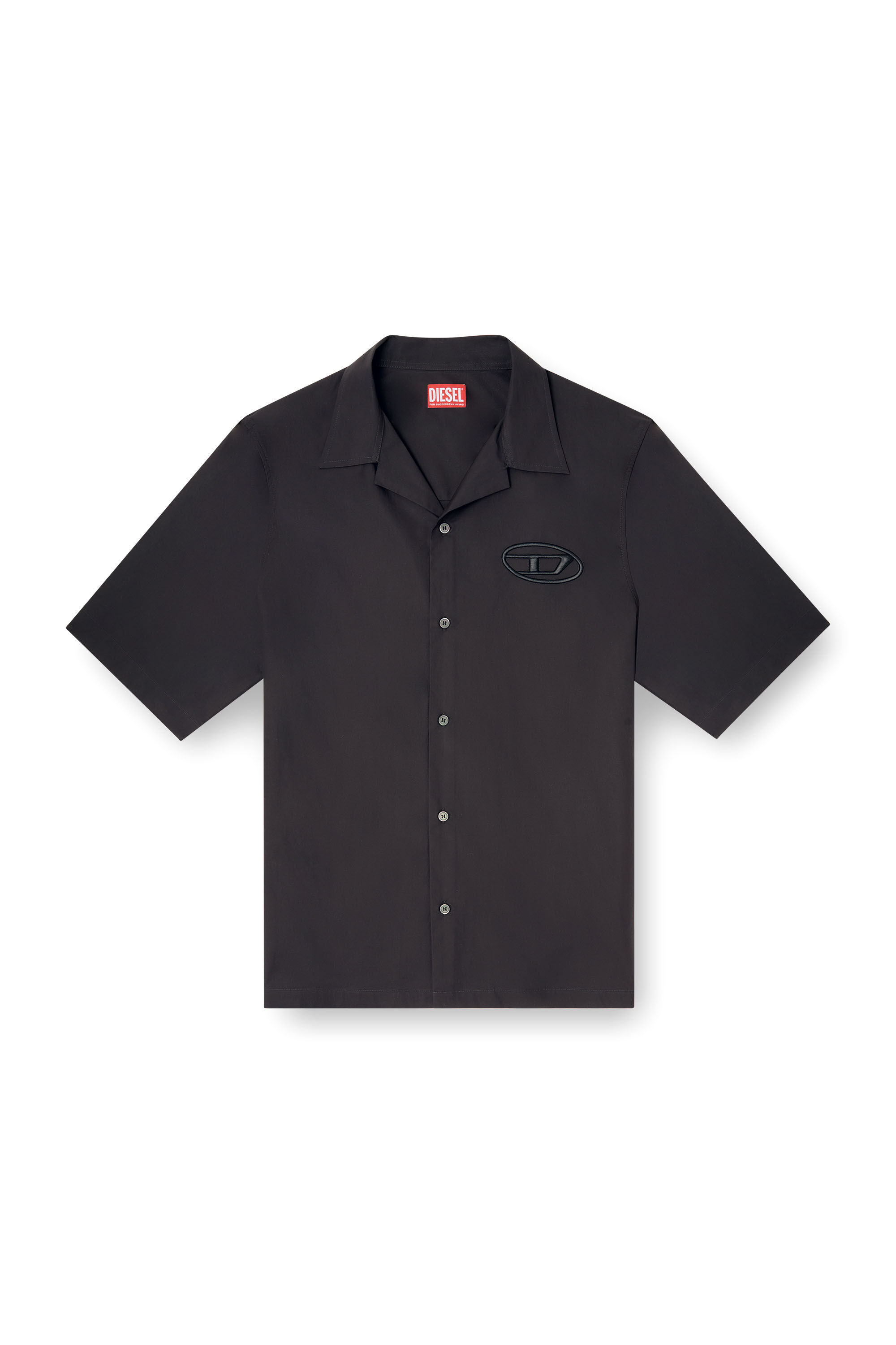 Diesel - S-MAC-PCAL, Camicia bowling con logo Oval D Uomo in Nero - 2