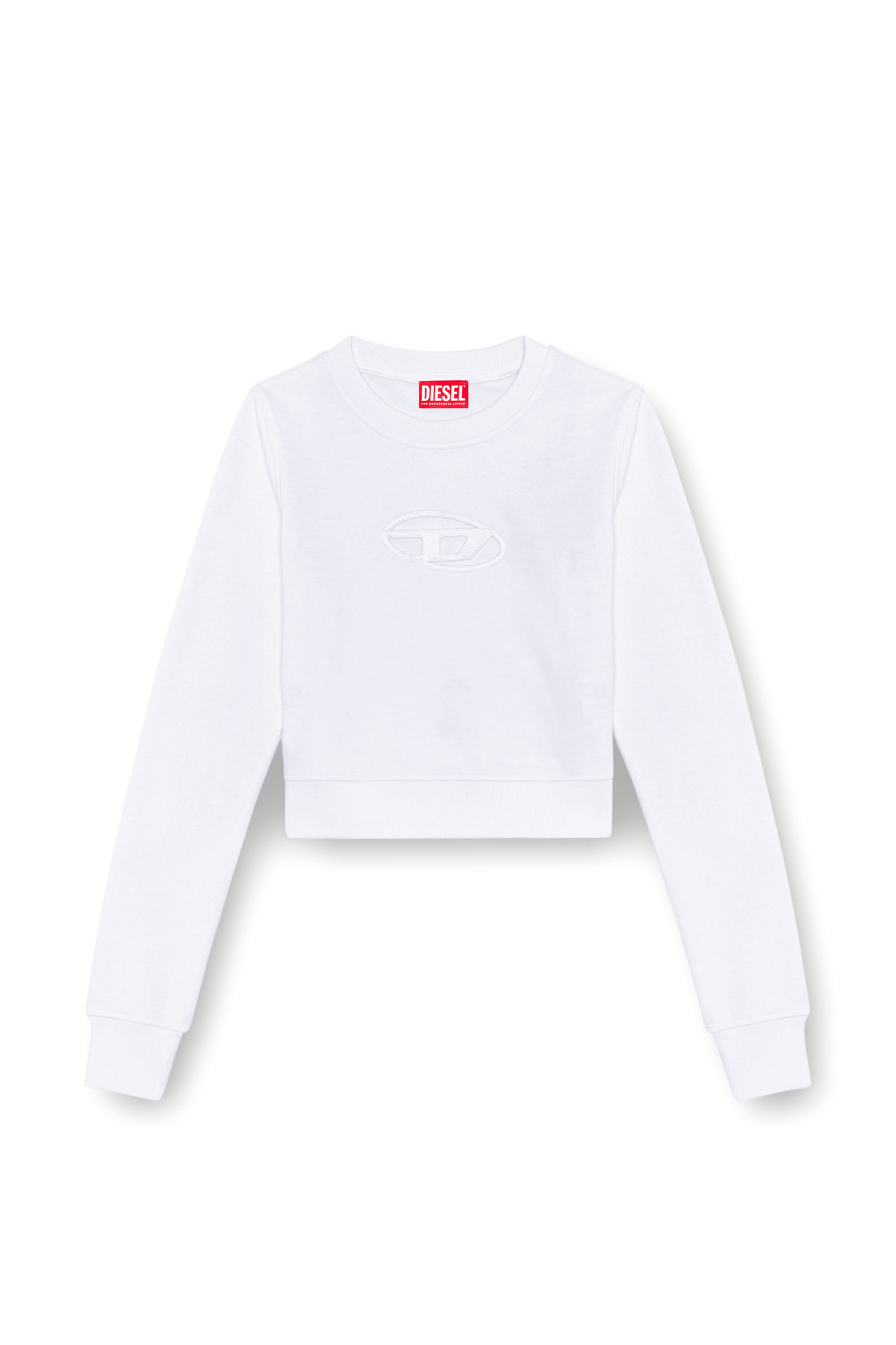 Diesel - F-SLIMMY-OD, Femme Sweat-shirt cropped avec logo cut-out in Blanc - Image 2