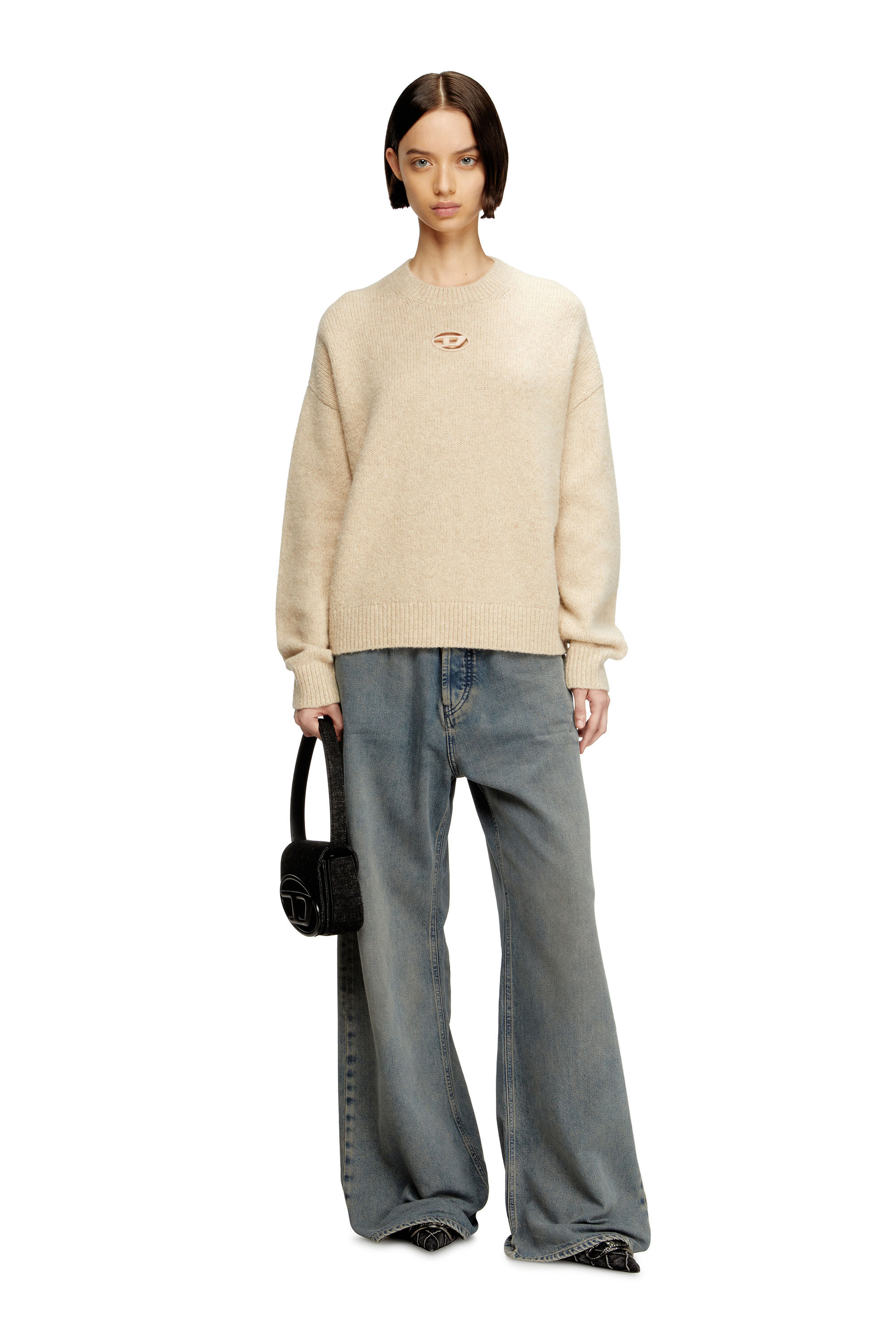 Diesel - M-AREETA, Damen Pullover aus Woll- und Alpakamischung in Beige - 1