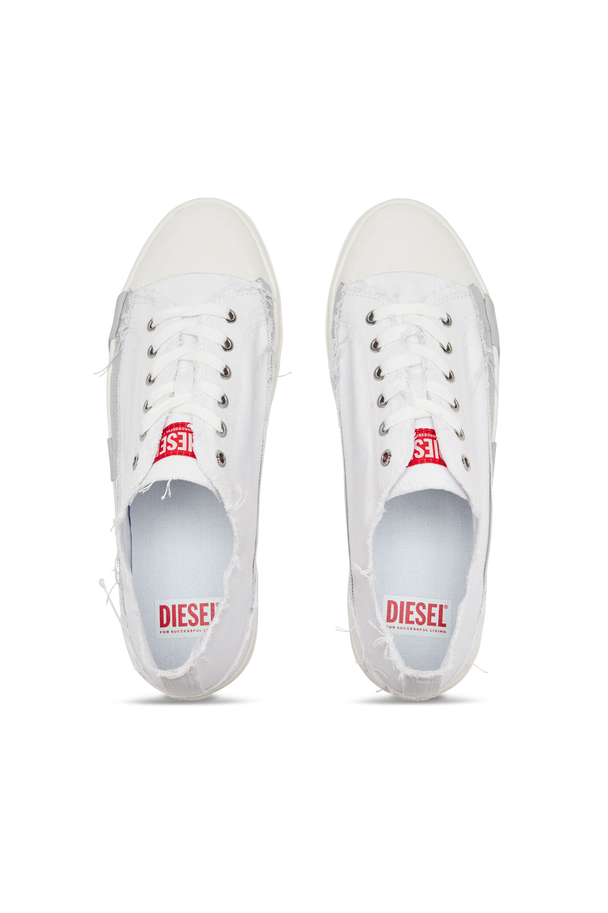 Diesel - S-D-VERSE LOW W, S-D-Verse-Sneaker in canvas sfrangiato Donna in Multicolor - 4