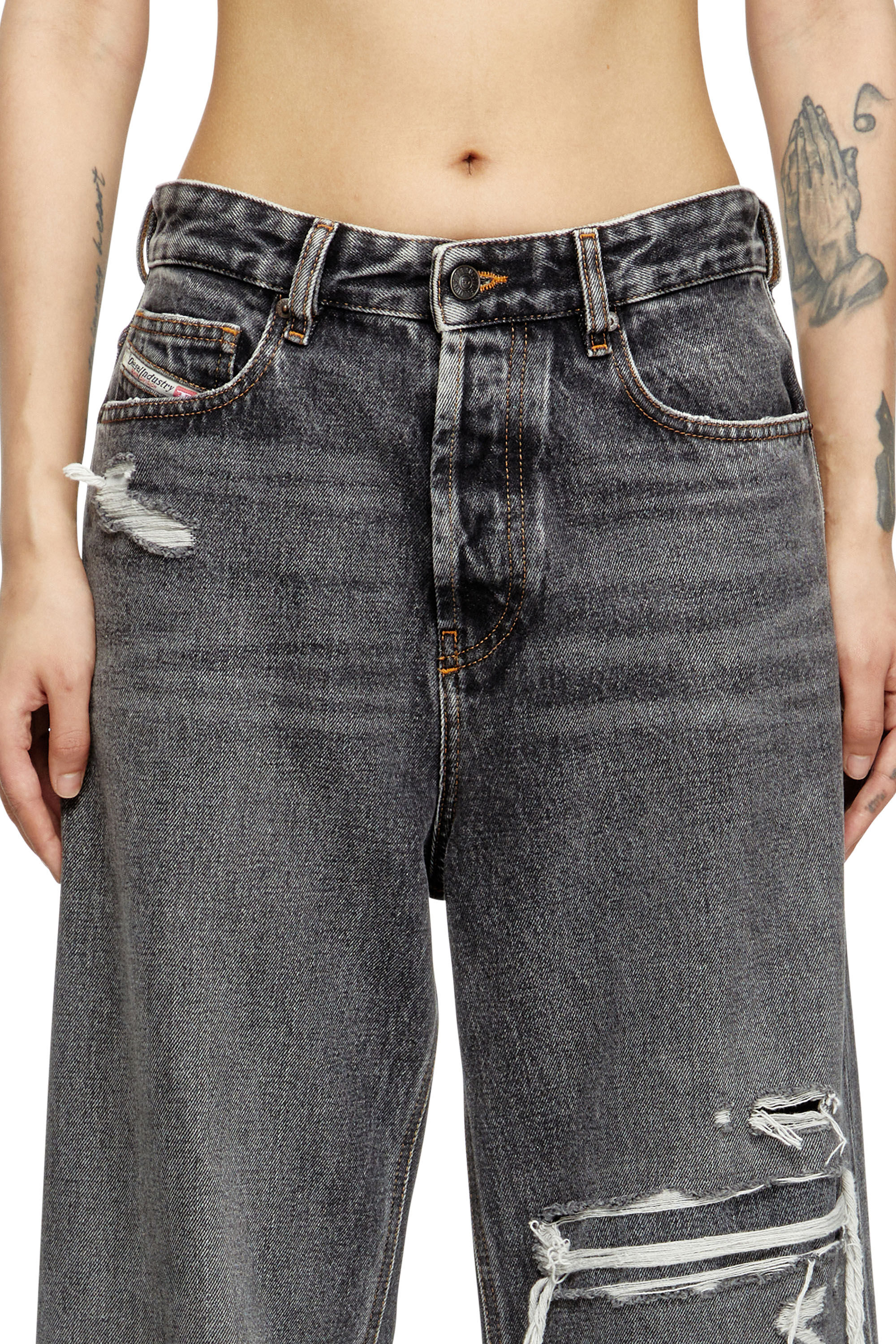 Diesel - Relaxed Jeans 1996 D-Sire 007F6 Donna, Nero/Grigio scuro - Image 5