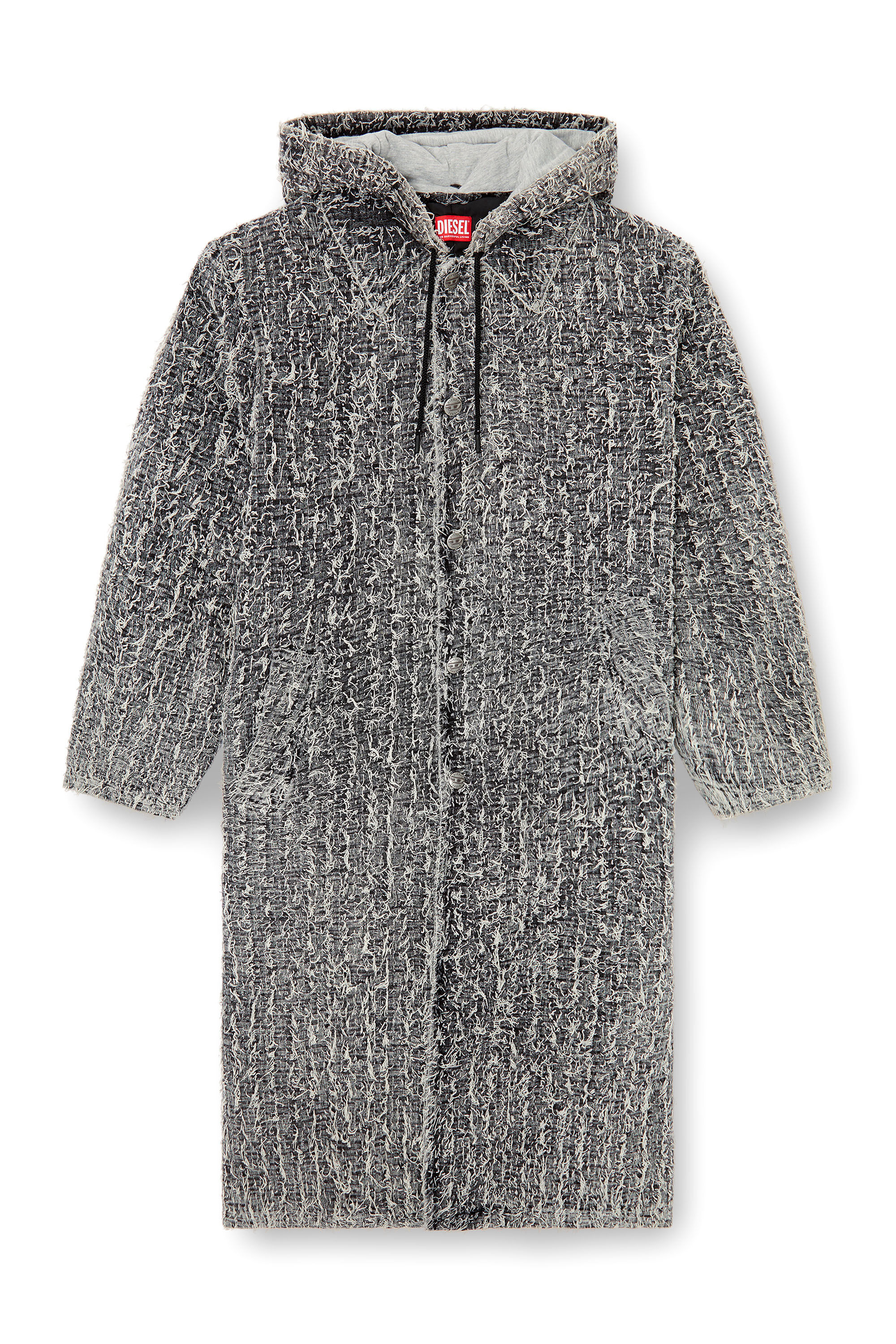 Diesel - D-JACK-S, Unisex Mantel mit Kapuze aus Bouclé-Denim in Schwarz - 2
