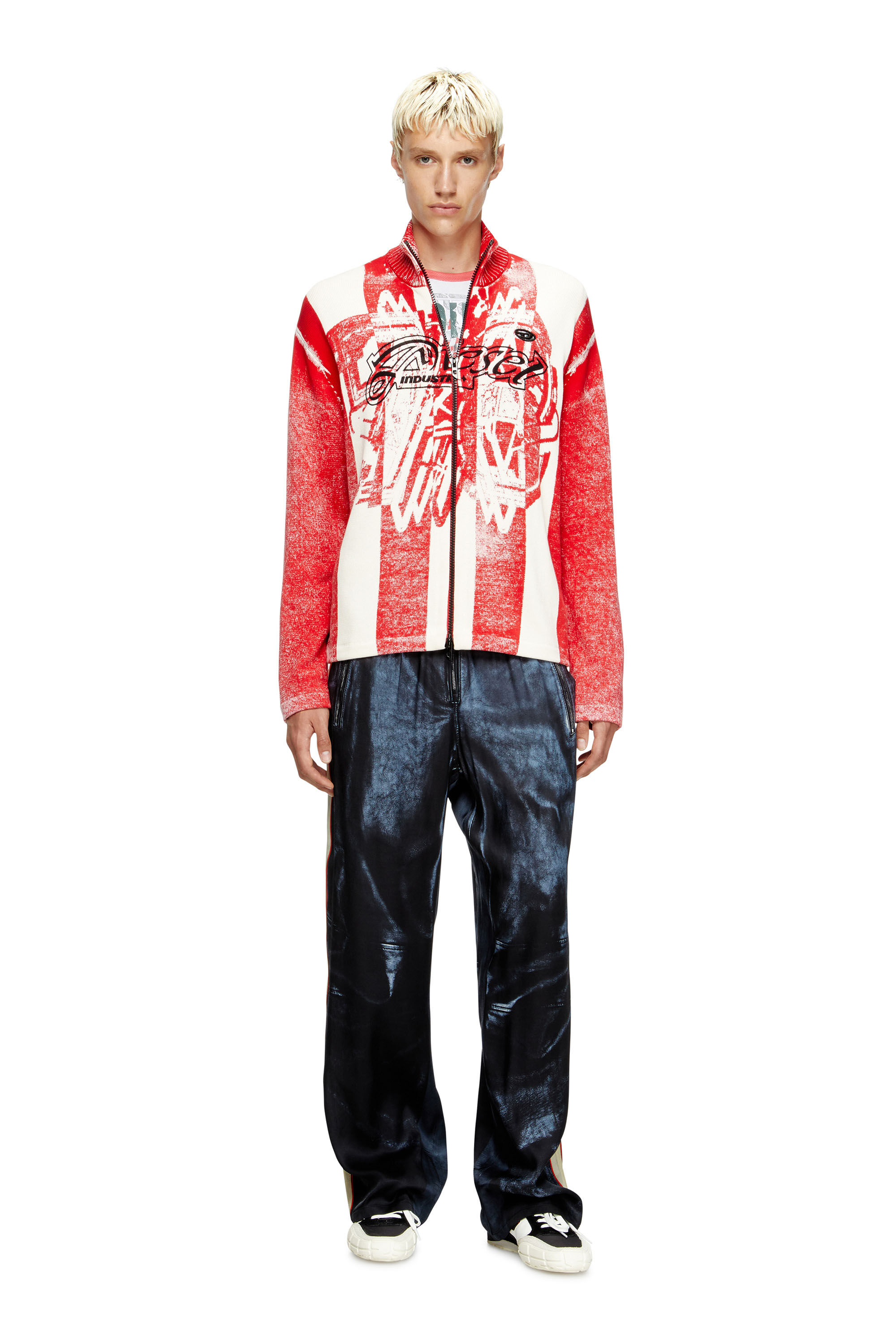 Diesel - K-OLIBA-JKT, Cardican con zip a strisce con stampa interna Uomo in Multicolor - 1