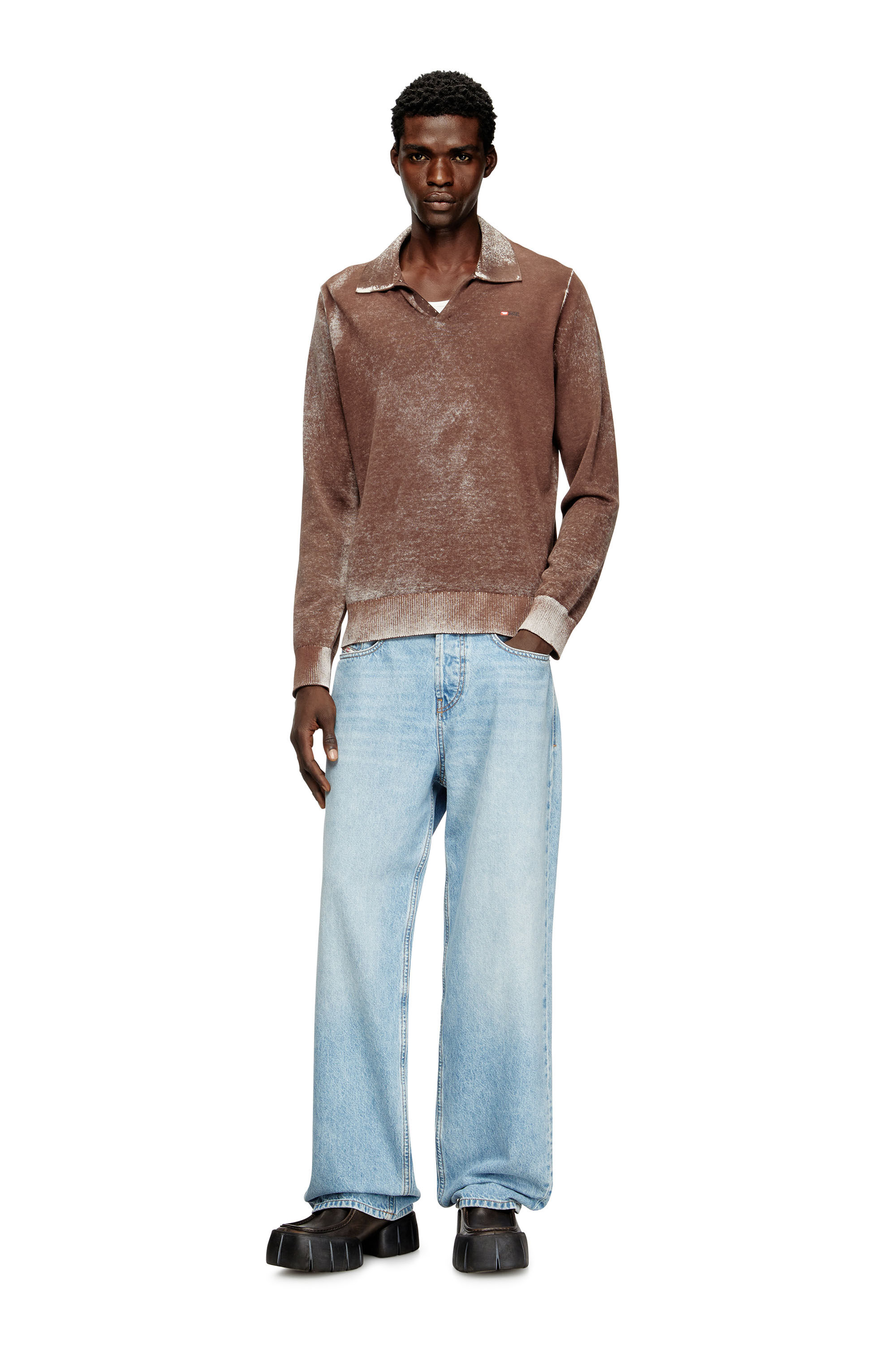 Diesel - K-LAWRENCE, Polo jumper with faded reverse print Uomo in Multicolor - 1