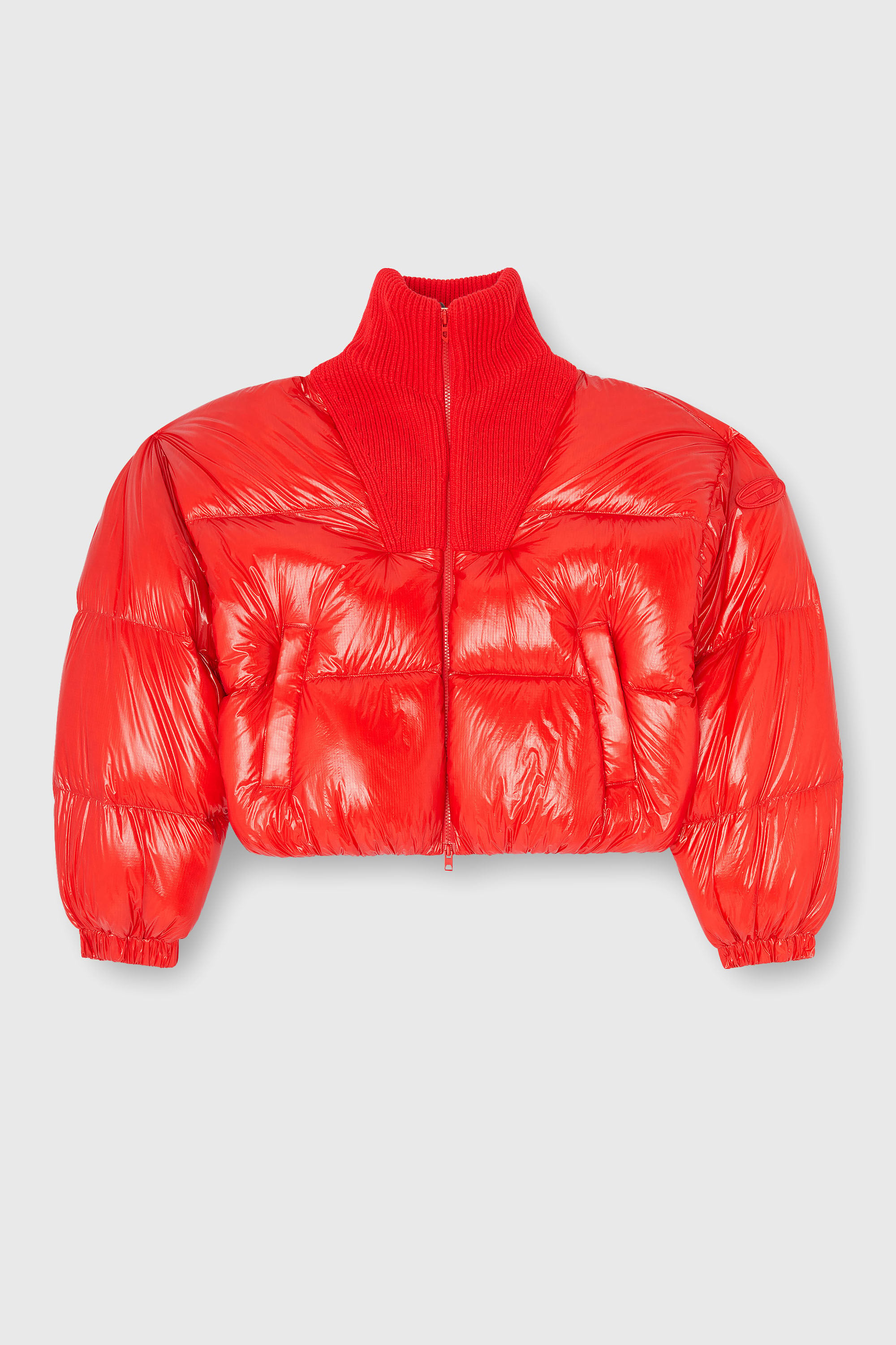 Diesel - W-ARRIOR, Doudoune en ripstop avec col en maille Femme in Rouge - 2