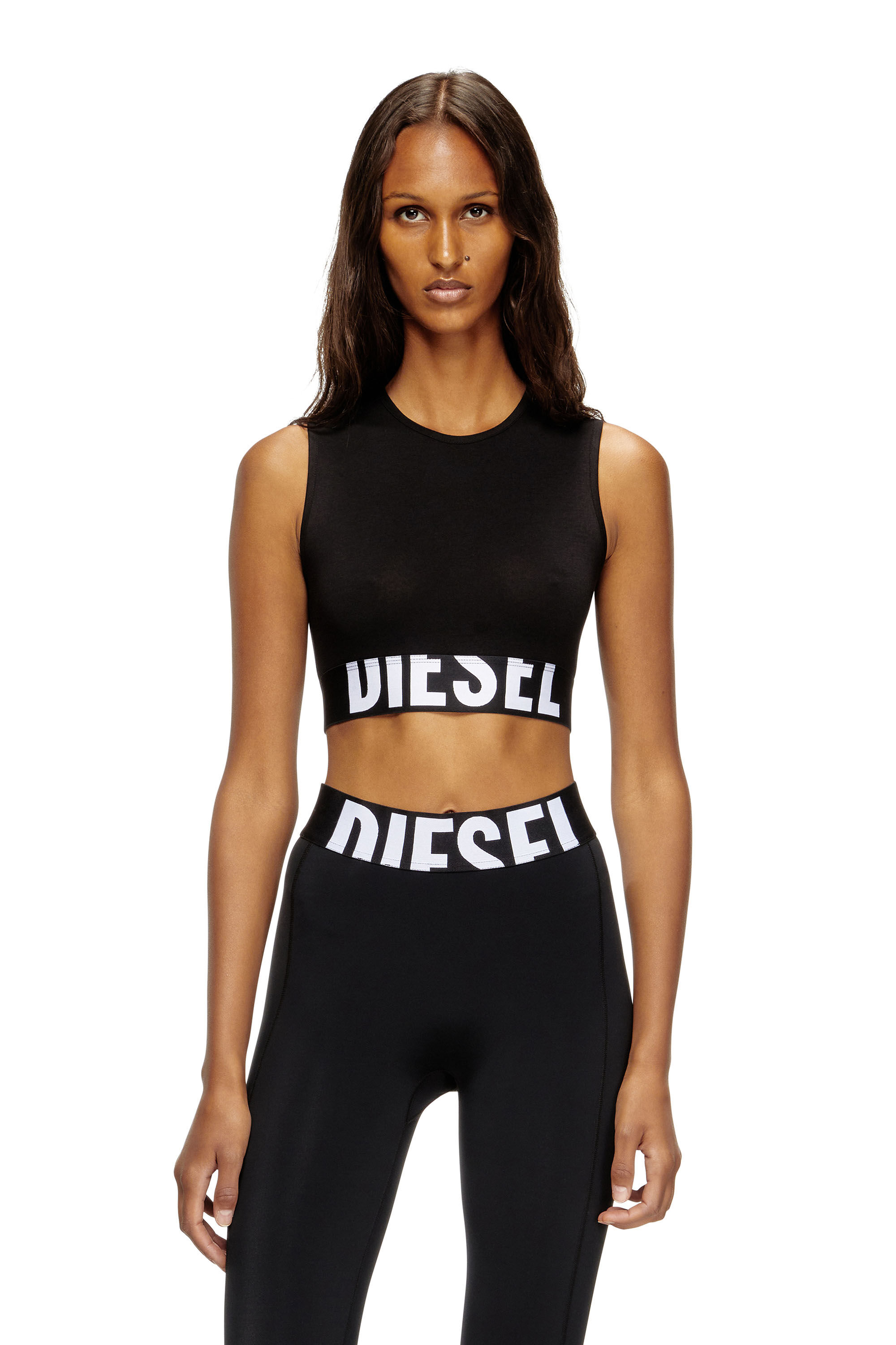 Diesel - ADA-D-POP, Débardeur crop avec logo découpé Femme in Noir - 3