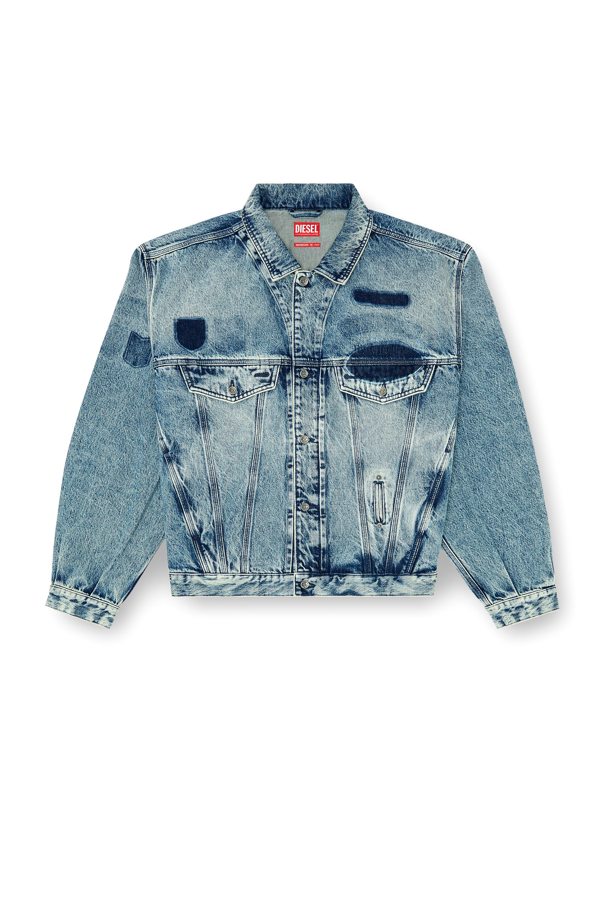 Diesel - D-DENVER-S2, Giacca trucker con effetto patch Unisex in Blu - 2