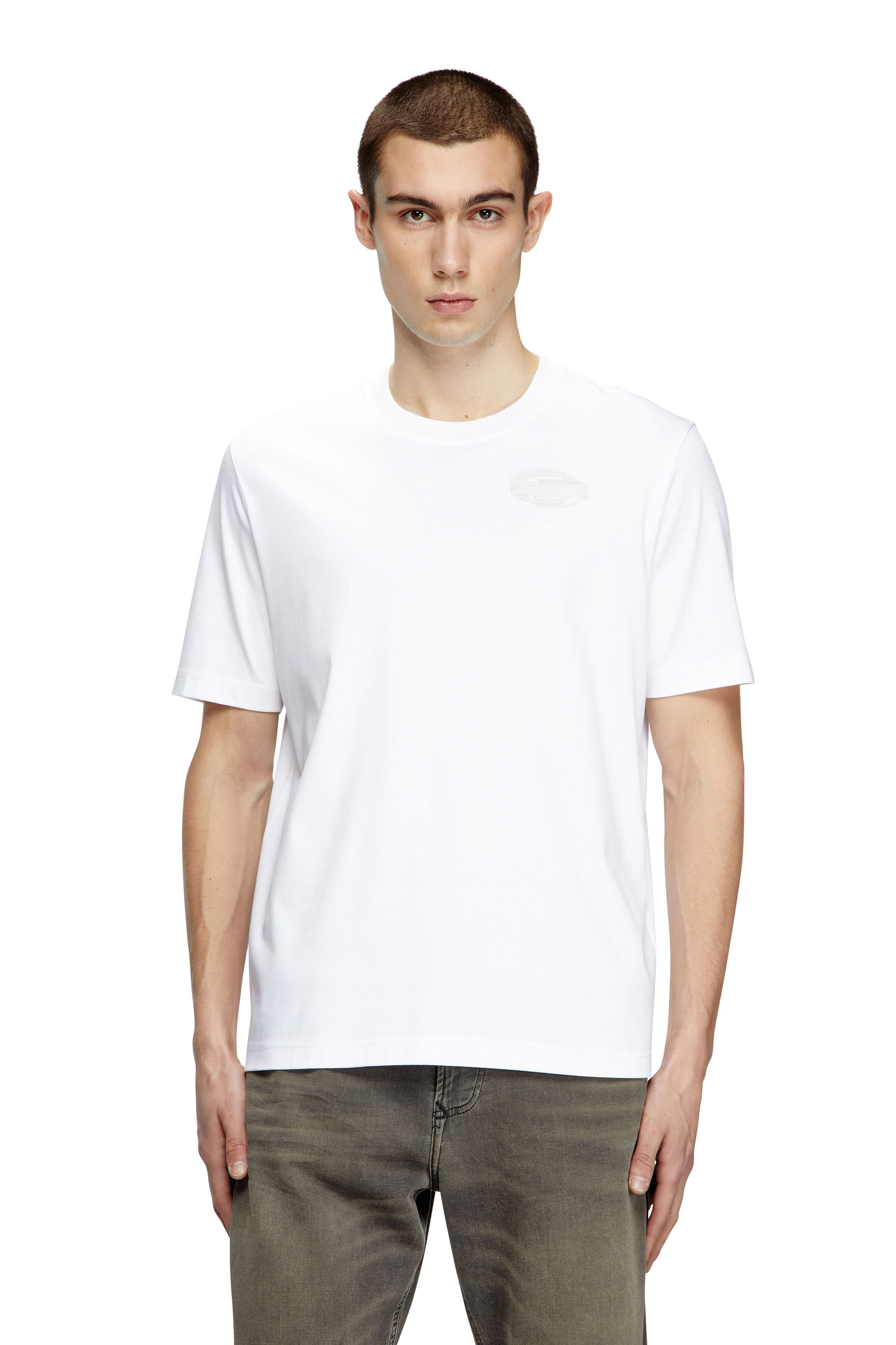 Diesel - T-MADJUST-R2, T-shirt in cotone mercerizzato con logo in tinta Uomo in Bianco - 3