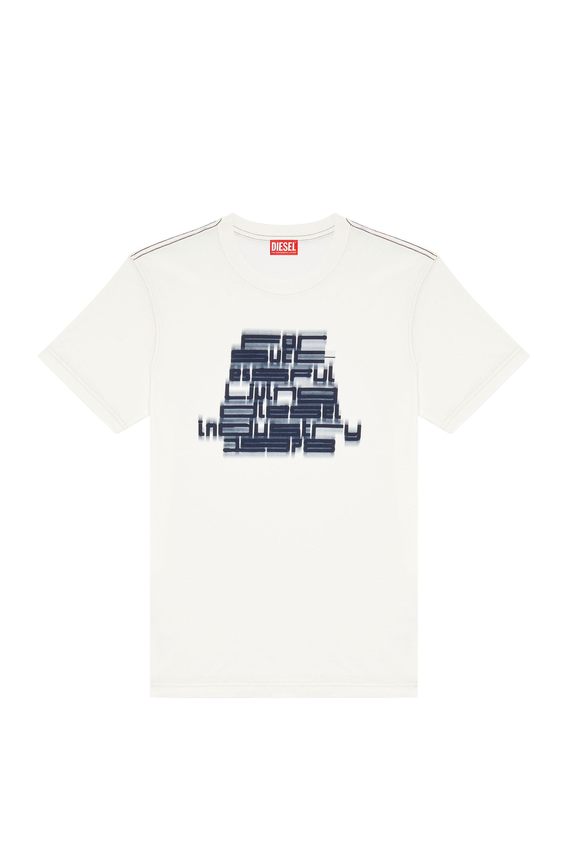 Diesel - T-DIEGOR-N1, T-shirt avec imprimé For Successful Living effet flou Homme in Blanc - 2