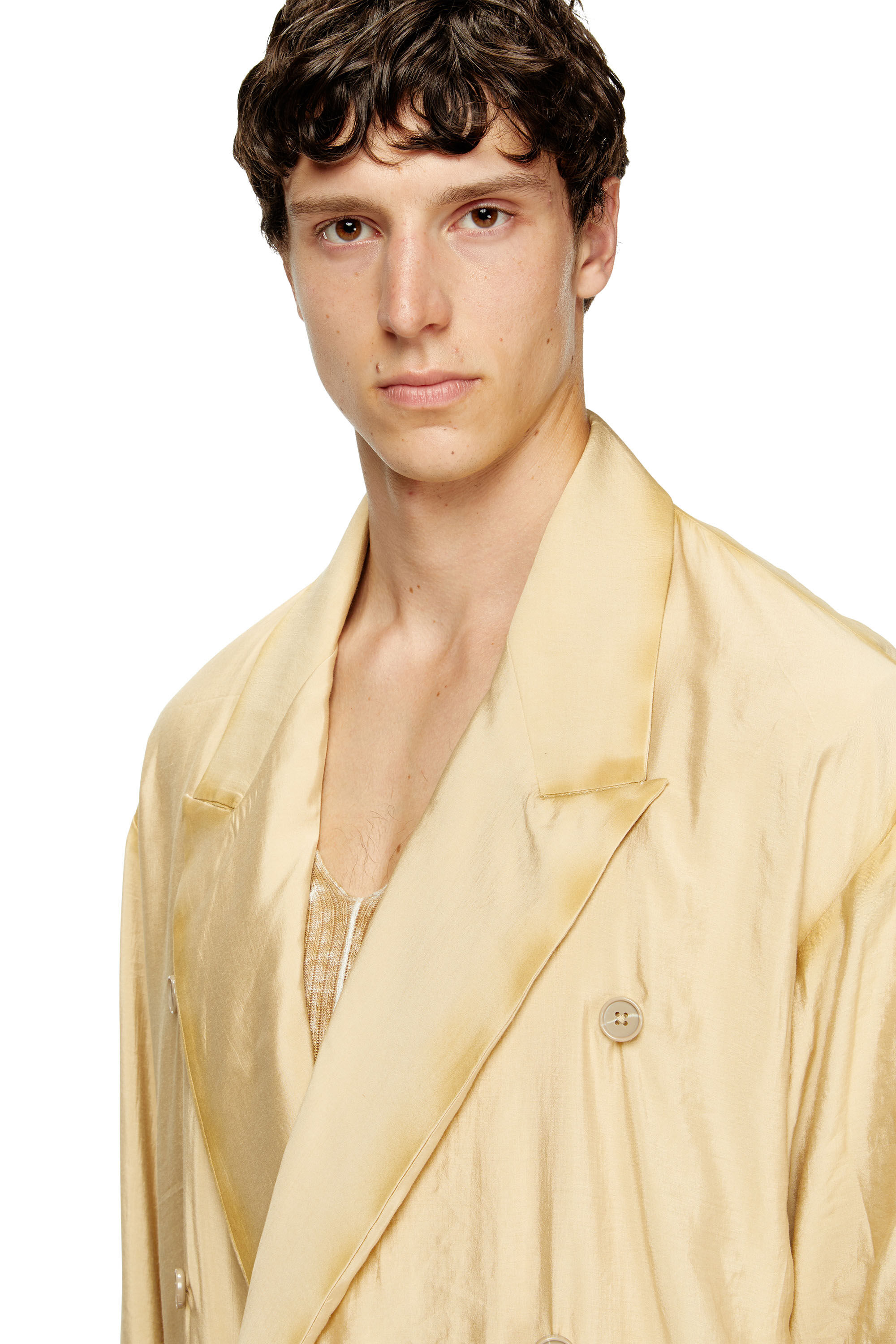 Diesel - J-KEYSERY, Blazer doppiopetto effetto stropicciato Uomo in Beige - 4