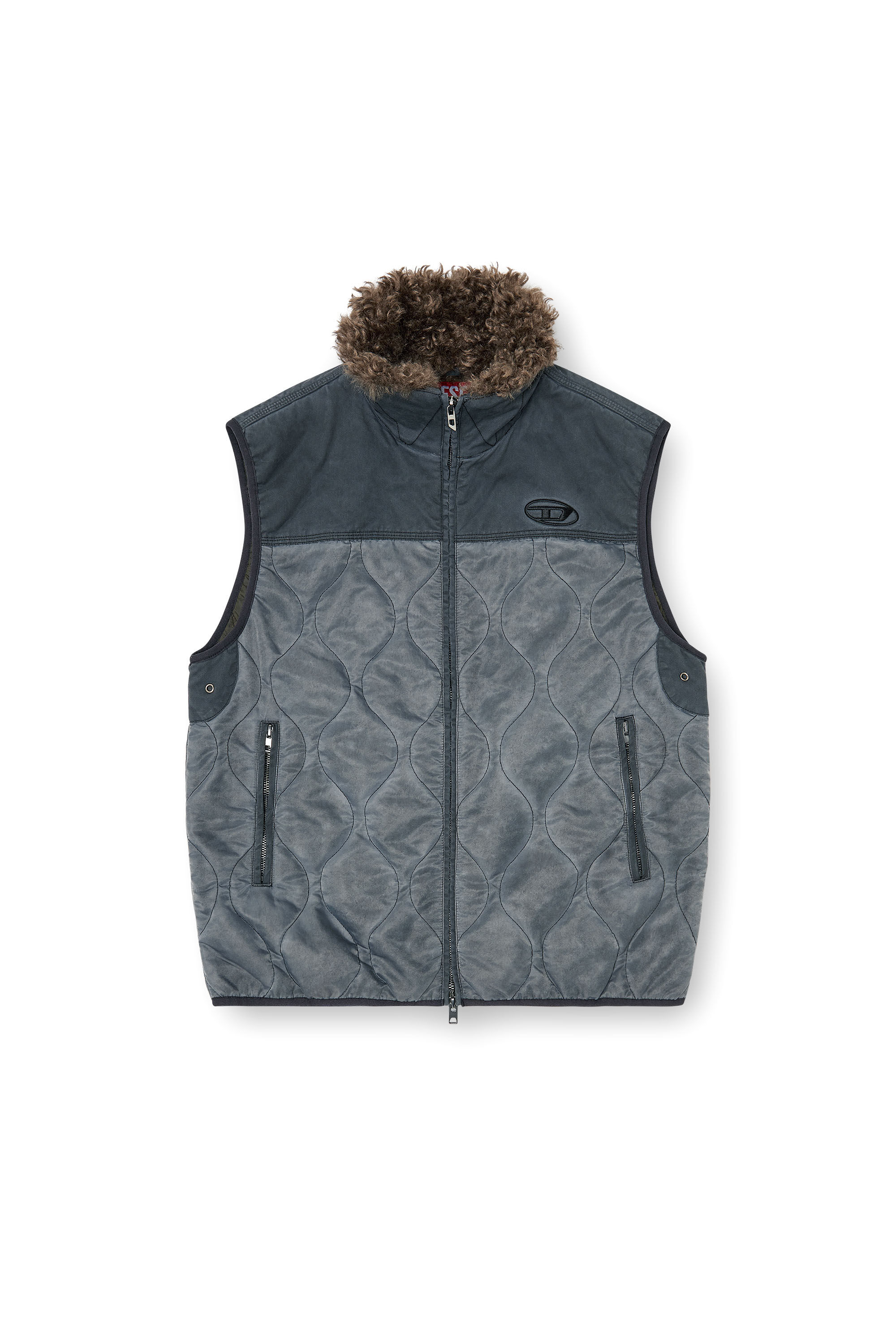 Diesel - J-ALVAR, Gilet matelass&eacute; avec col doubl&eacute; doux Homme in Gris - 2